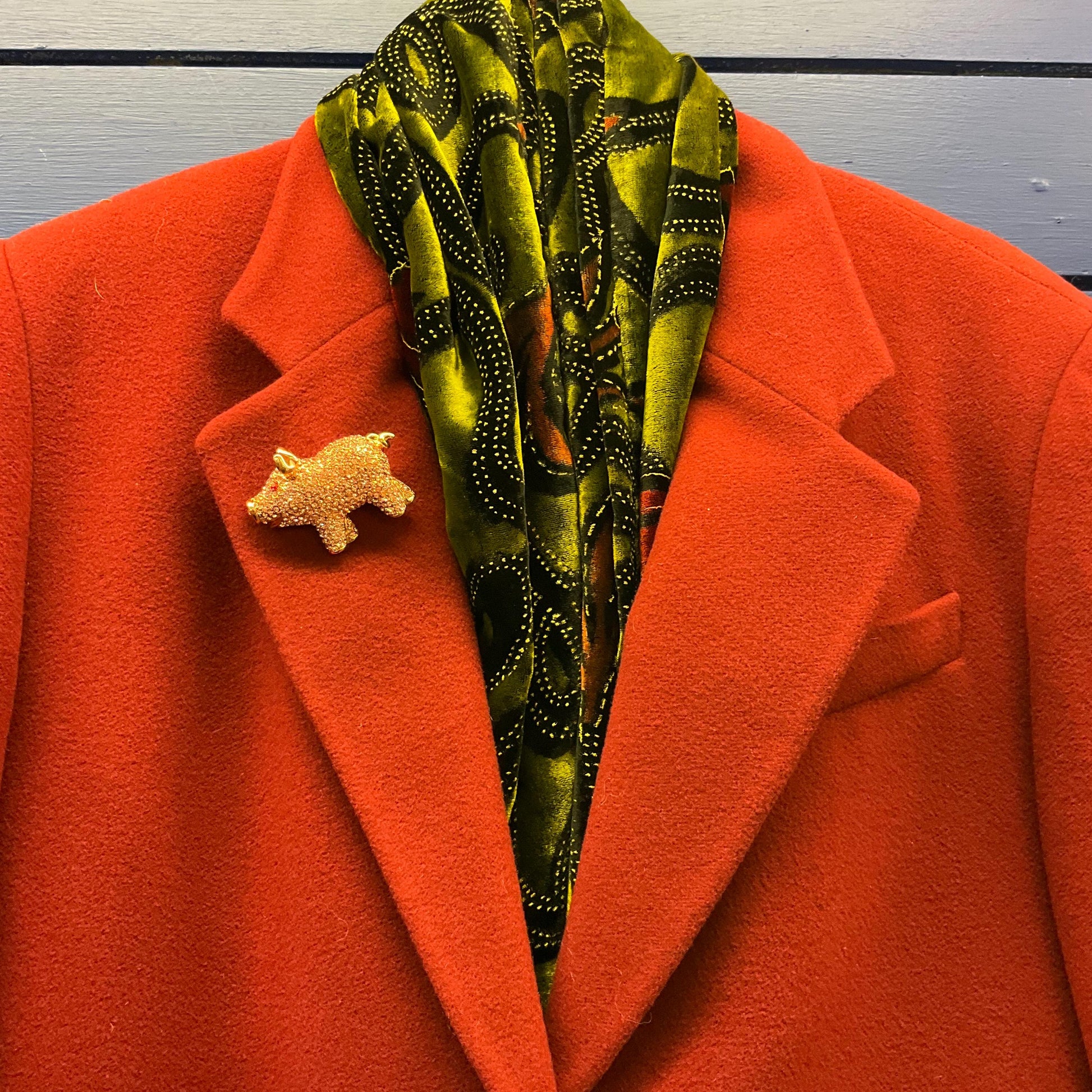 Vintage Butler and Wilson Large Pink Crystal Pig Brooch, Rose Gold tone with pink and red rhinestones