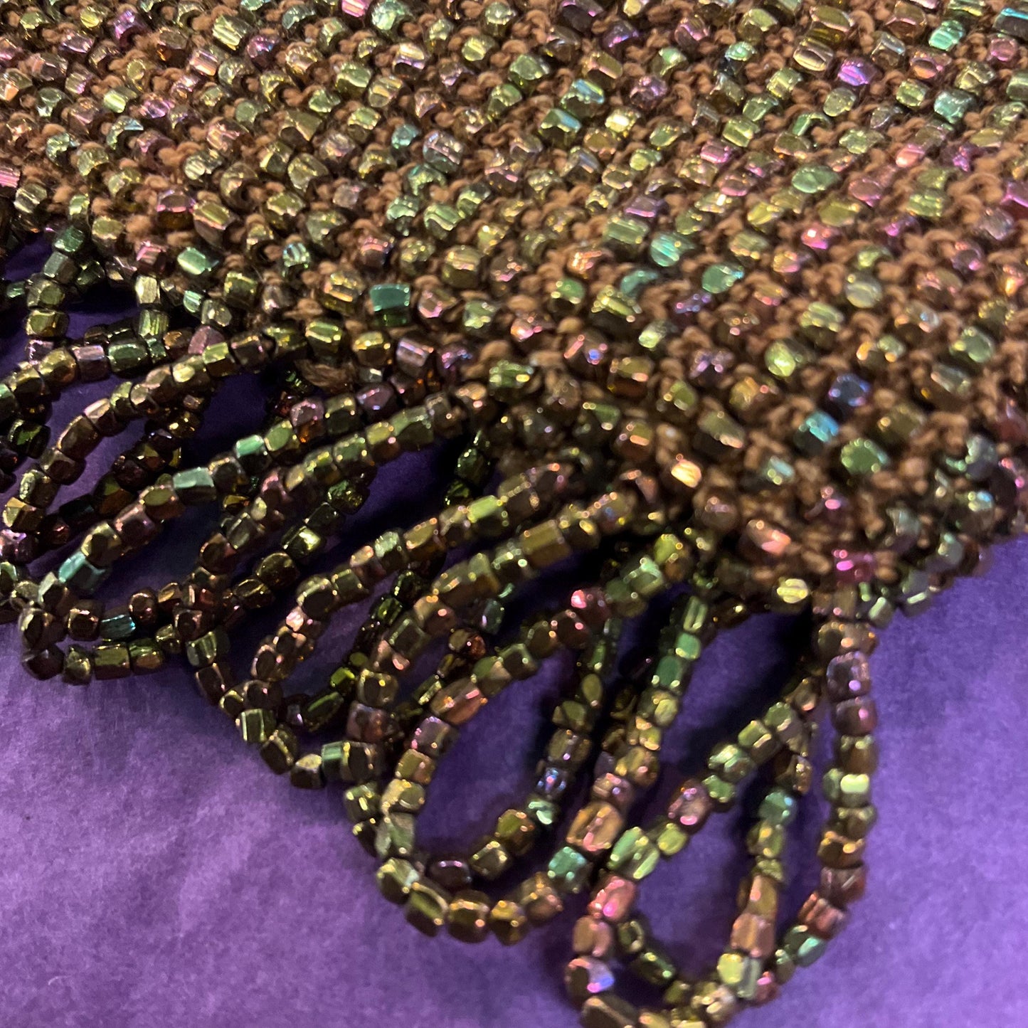 Antique Art Deco French 1920s/30s Rainbow Beaded Evening Bag with ornate Bakelite frame