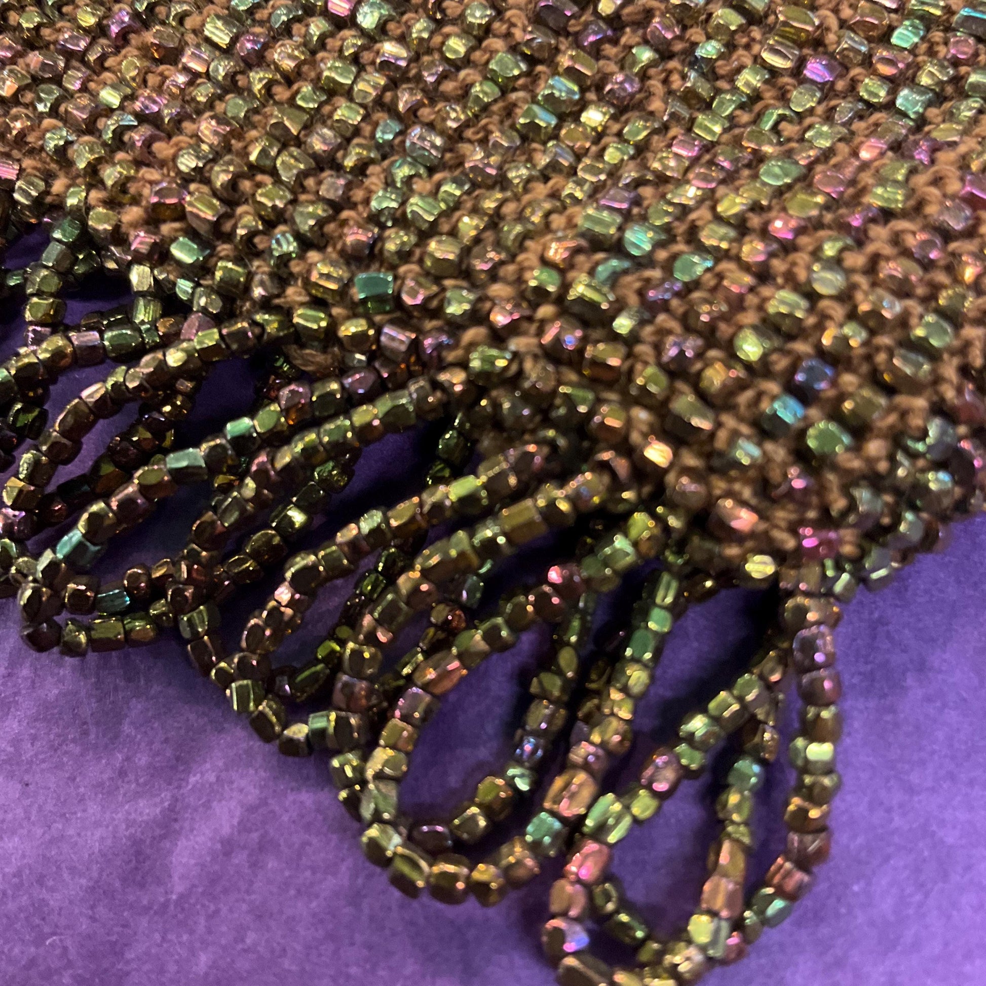 Antique Art Deco French 1920s/30s Rainbow Beaded Evening Bag with ornate Bakelite frame