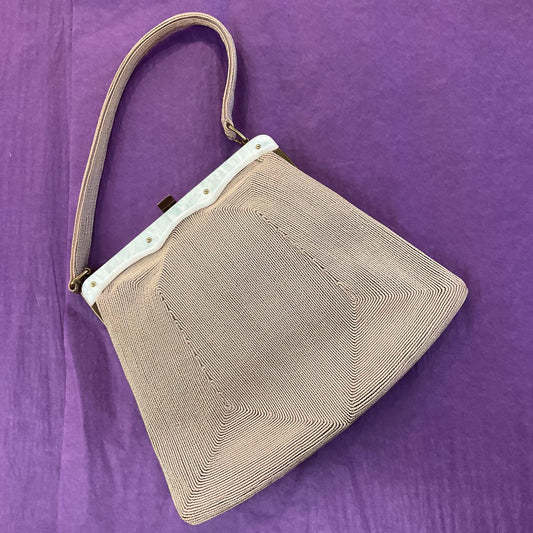 vintage 1940s Corde Gold/Beige Braided bag with pearly lustre frame