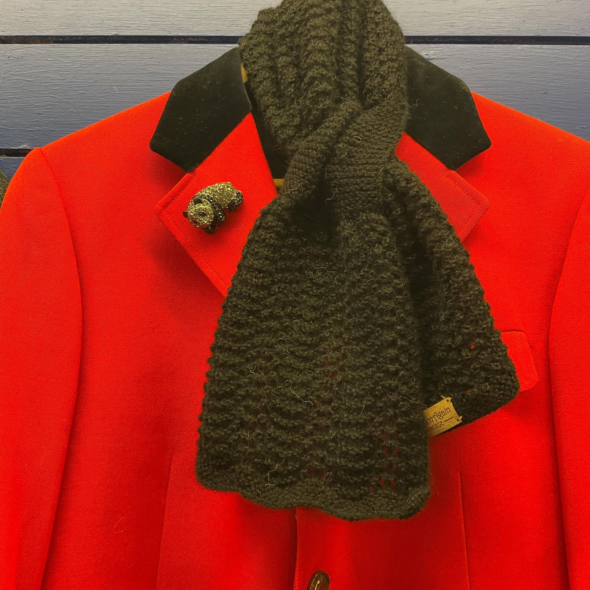 vintage Butler and Wilson Crystal panda Brooch, pewter tone with Black and pewter rhinestones, signed in original box.