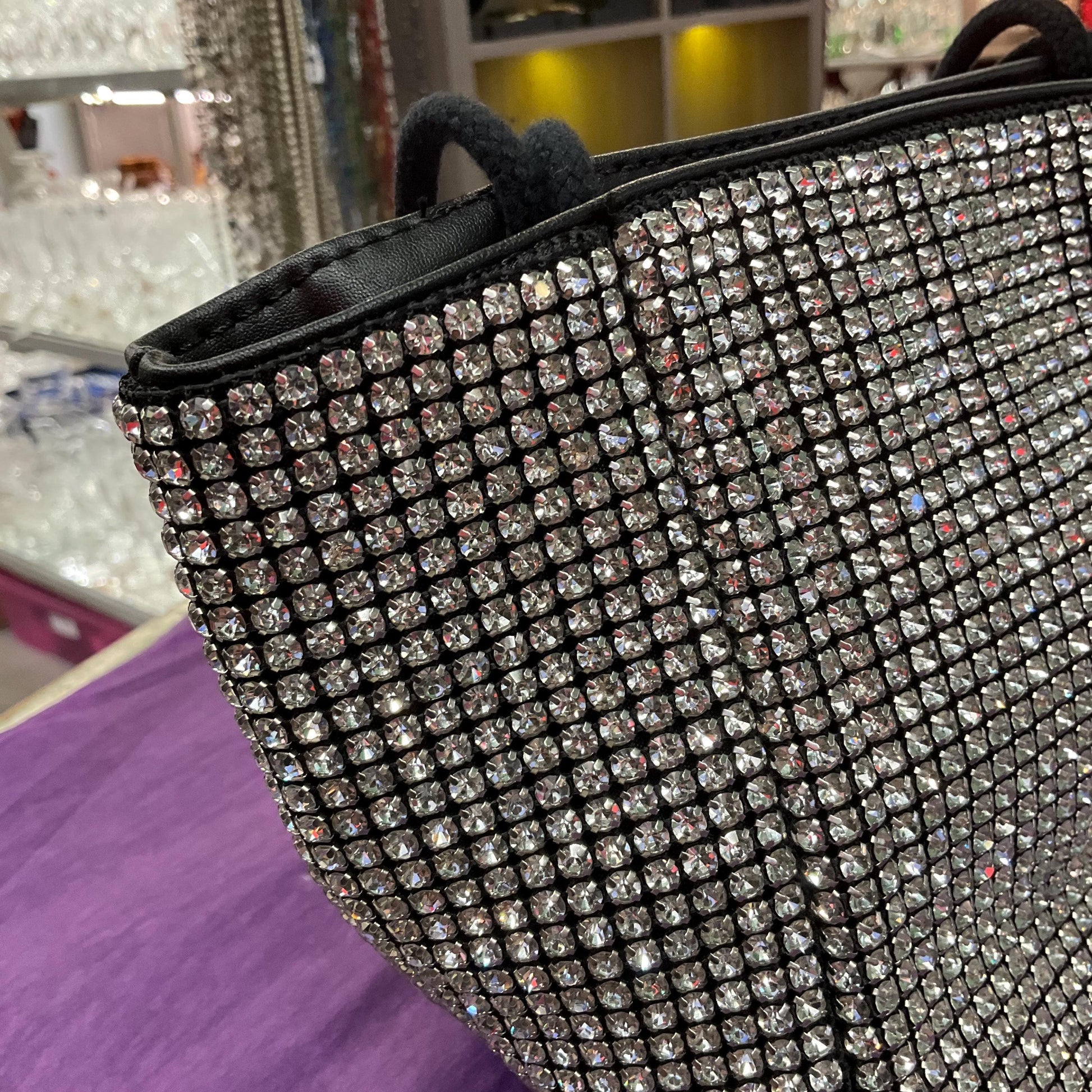 Vintage Sparkling Silver Crystal Large Evening Bag , Hand or Shoulder Straps