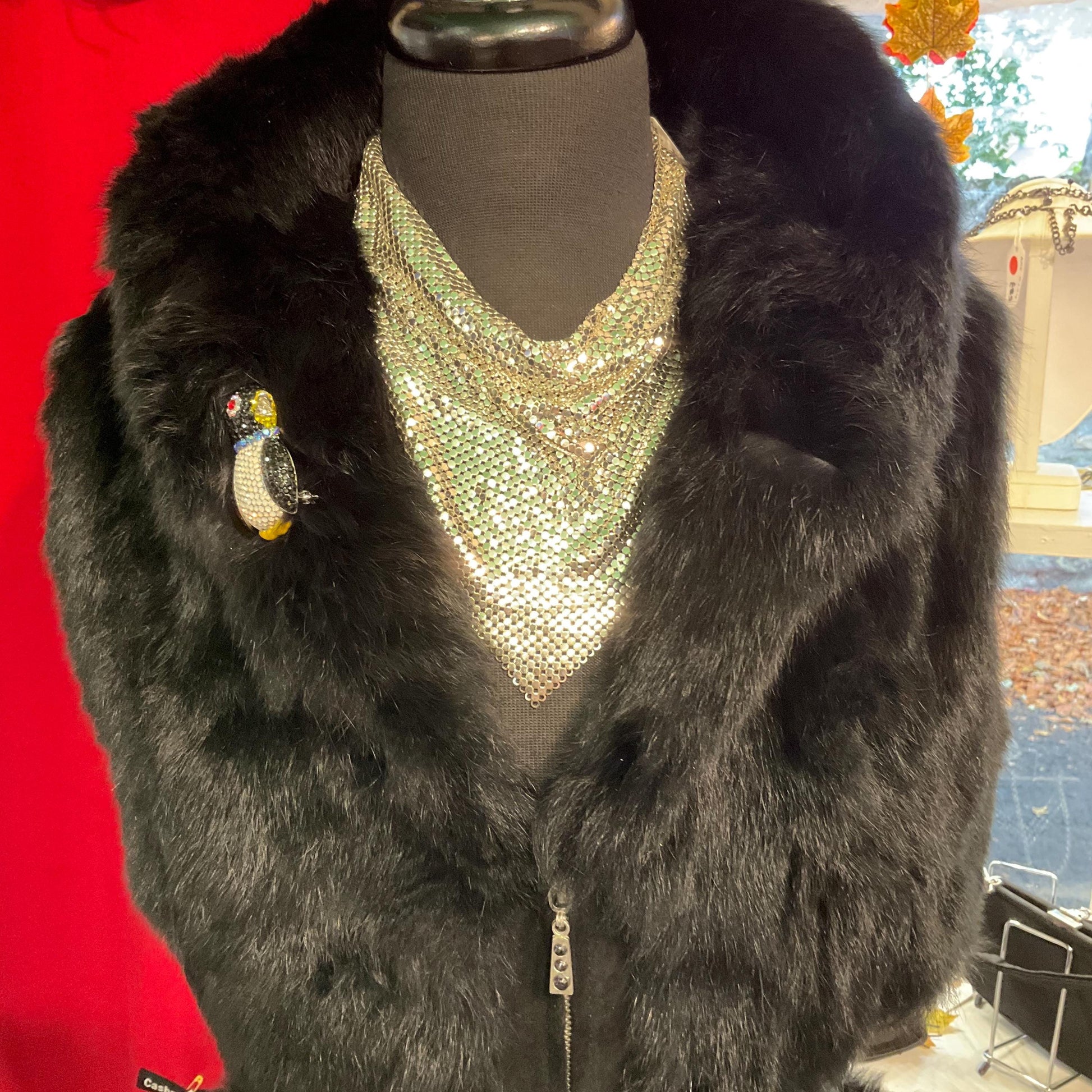 Vintage Butler and Wilson Crystal Penguin Statement Brooch, enamel and Borealis Rhinestones, original box