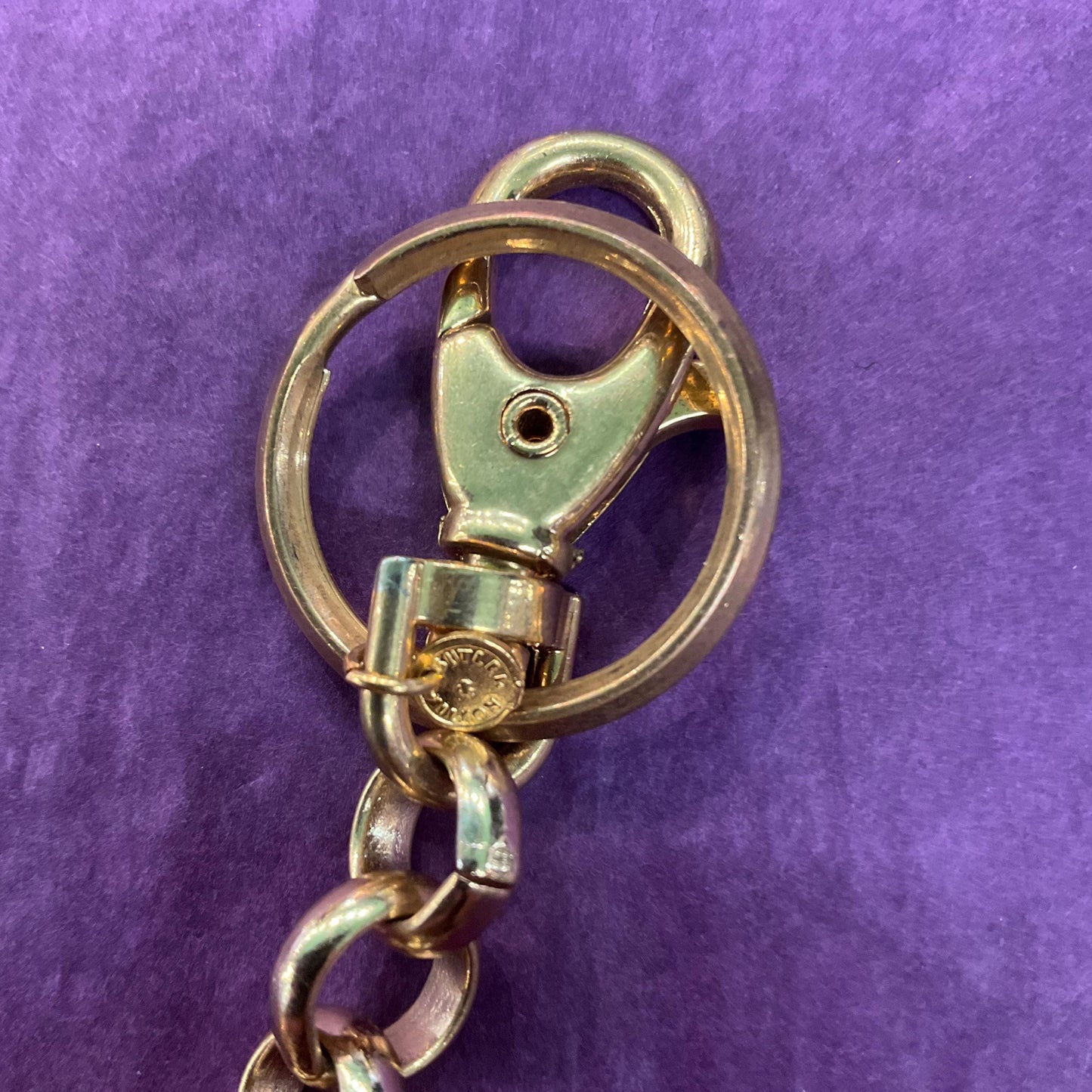 Vintage Butler and Wilson Large Crystal Suitcase Handbag Charm / Keyring, Gold Tone with red rhinestones