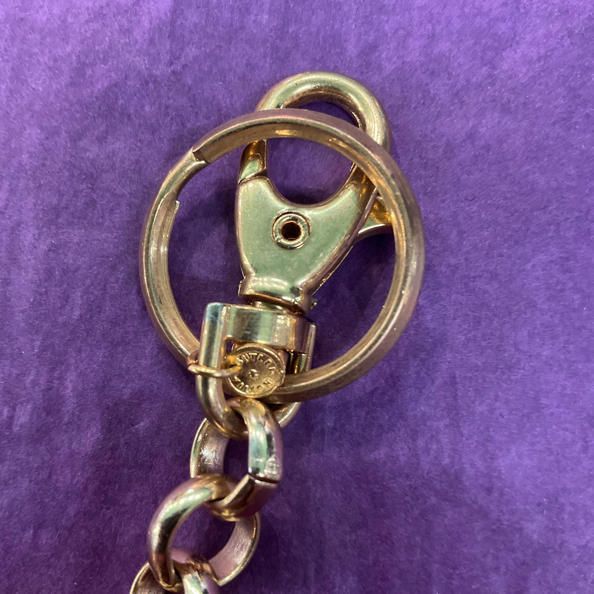 Vintage Butler and Wilson Large Crystal Suitcase Handbag Charm / Keyring, Gold Tone with red rhinestones