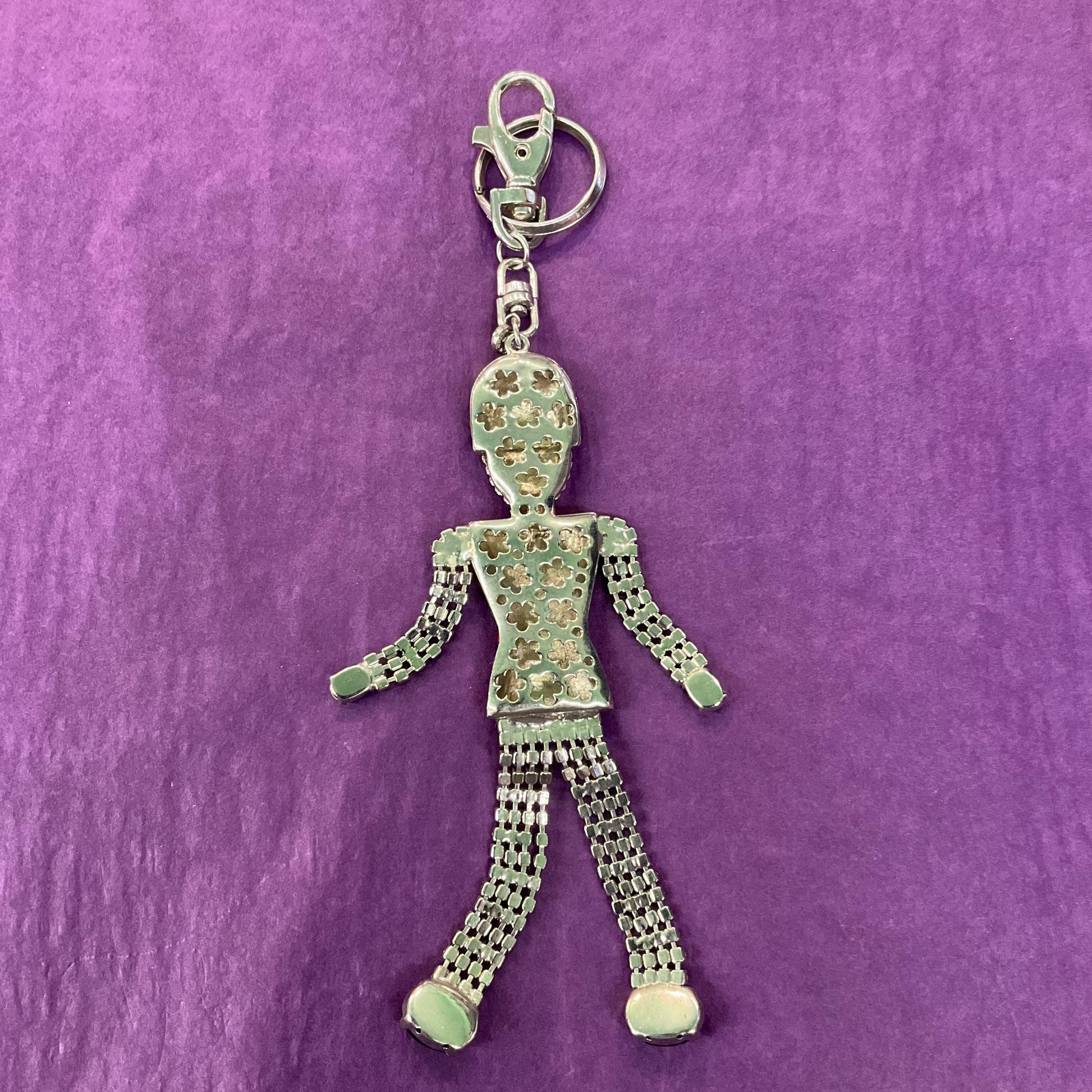 Vintage Butler and Wilson Statement Crystal Buckingham Palace Guard Handbag Charm/ Keyring, silver tone with Union Jack rhinestones