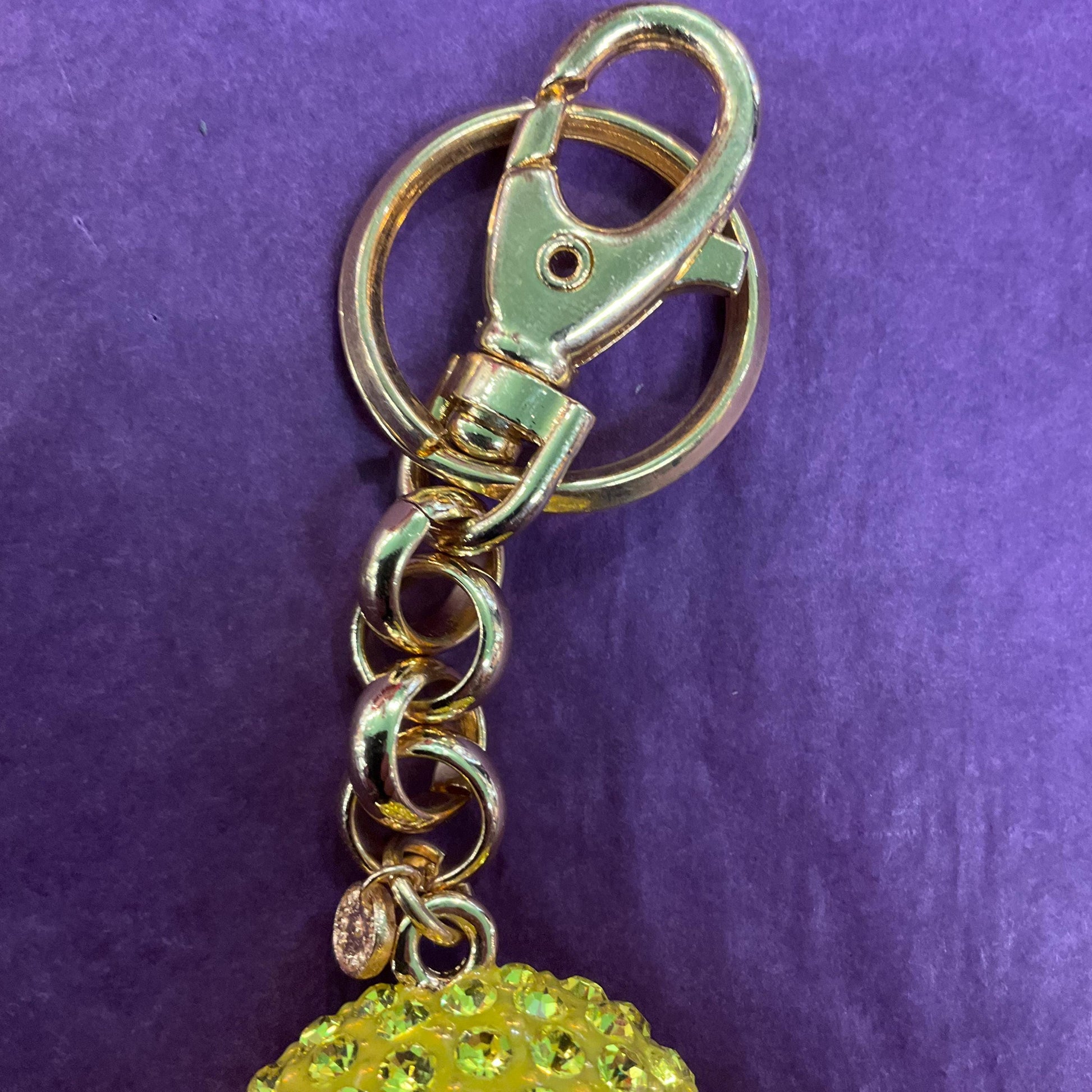 Vintage Butler and Wilson Statement Crystal Chick Hanbag Charm/keyring, Gold Rome with yellow rhinestones
