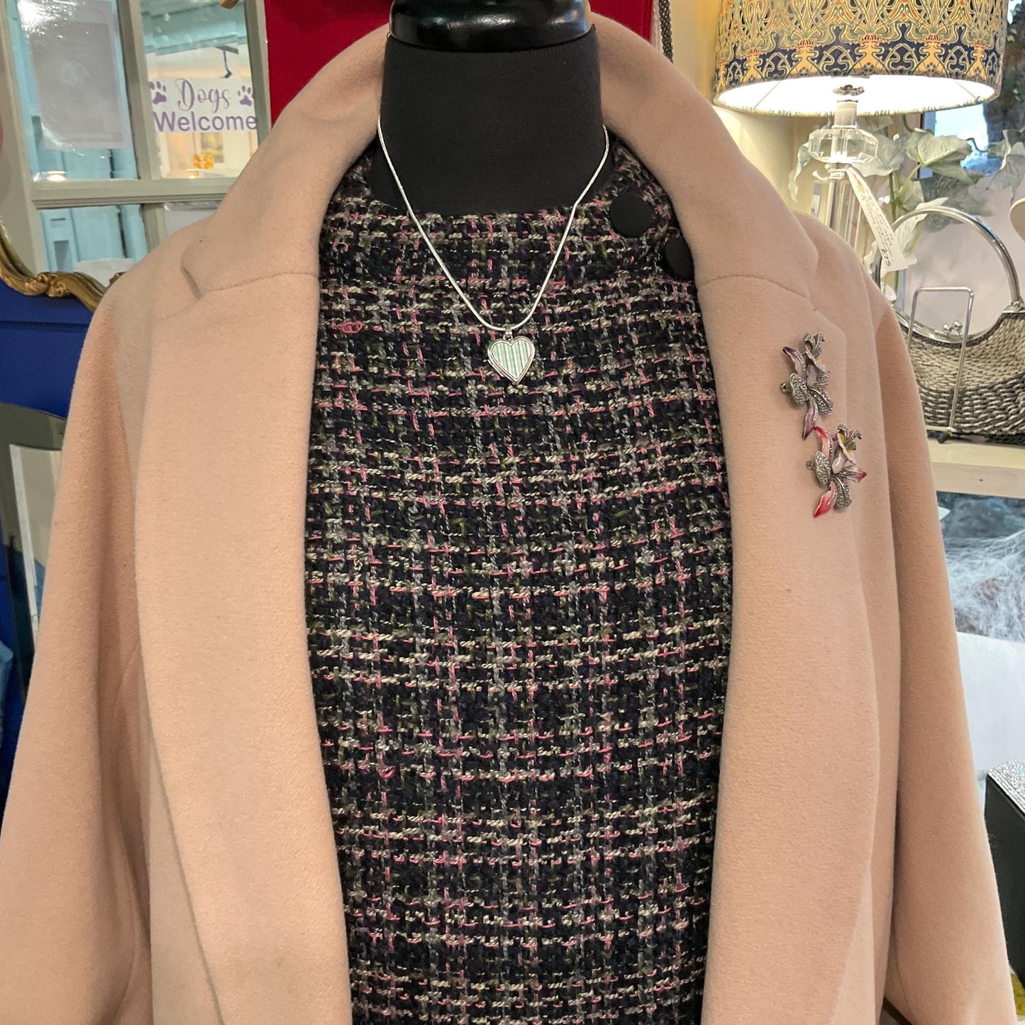 Vintage Silver Heart Shaped Small Locket, vertical striped engraving onto a silver snake chain