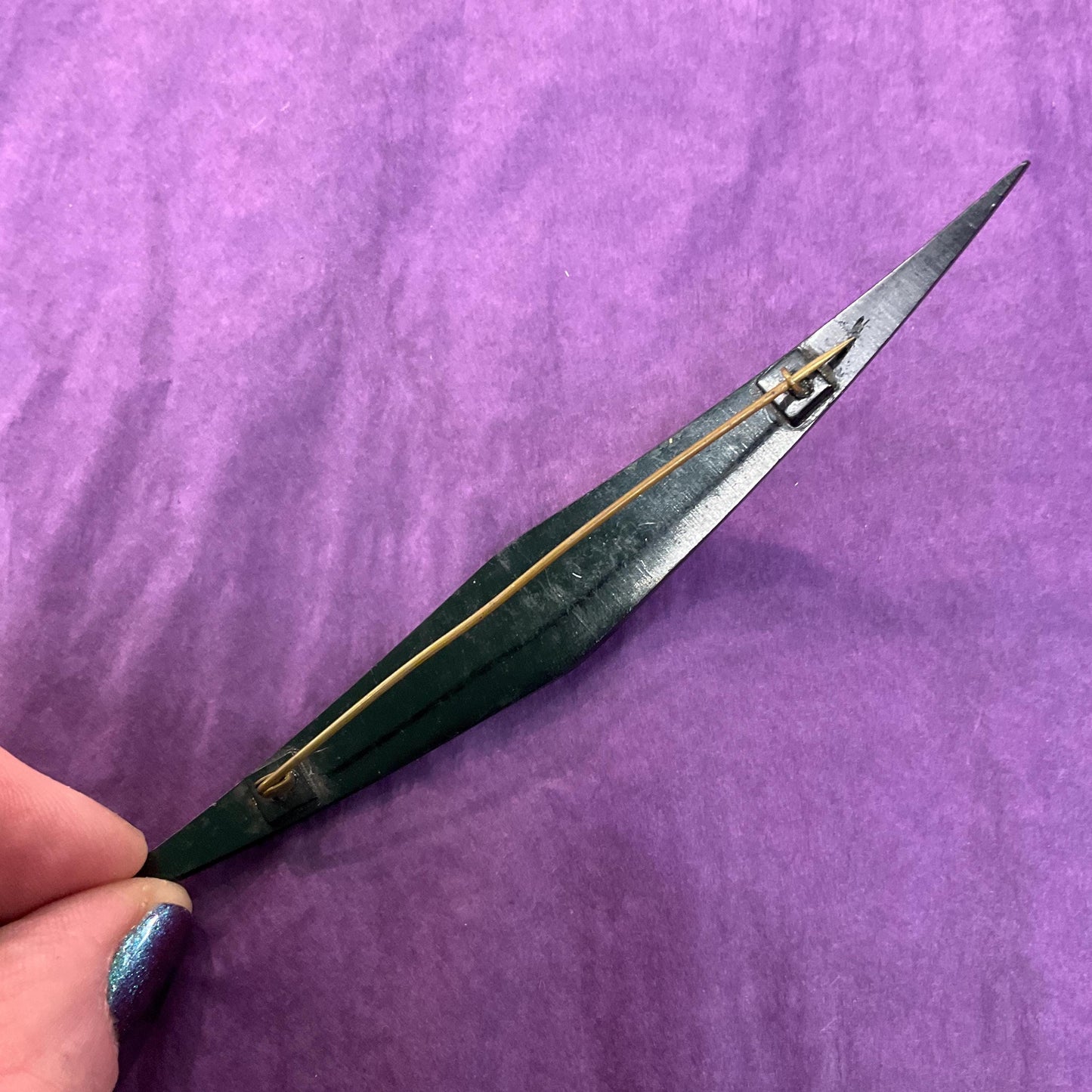 Antique Edwardian/ Art Deco Black Bakelite and Silver Crystal Large Brooch, pre 1910