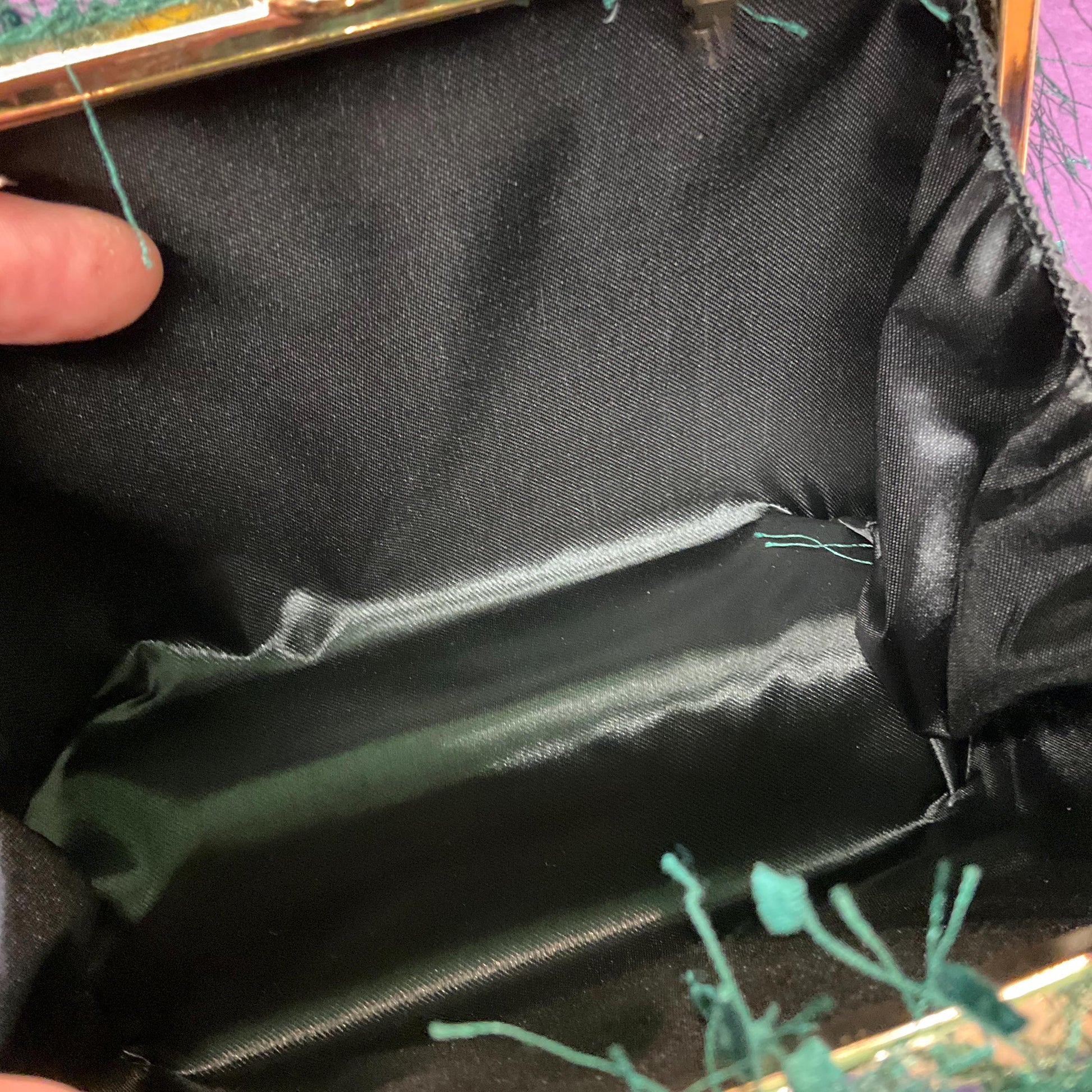 Vintage Deep Green Fringed Evening Box Bag, clutch, handbag or Shoulder chain strap