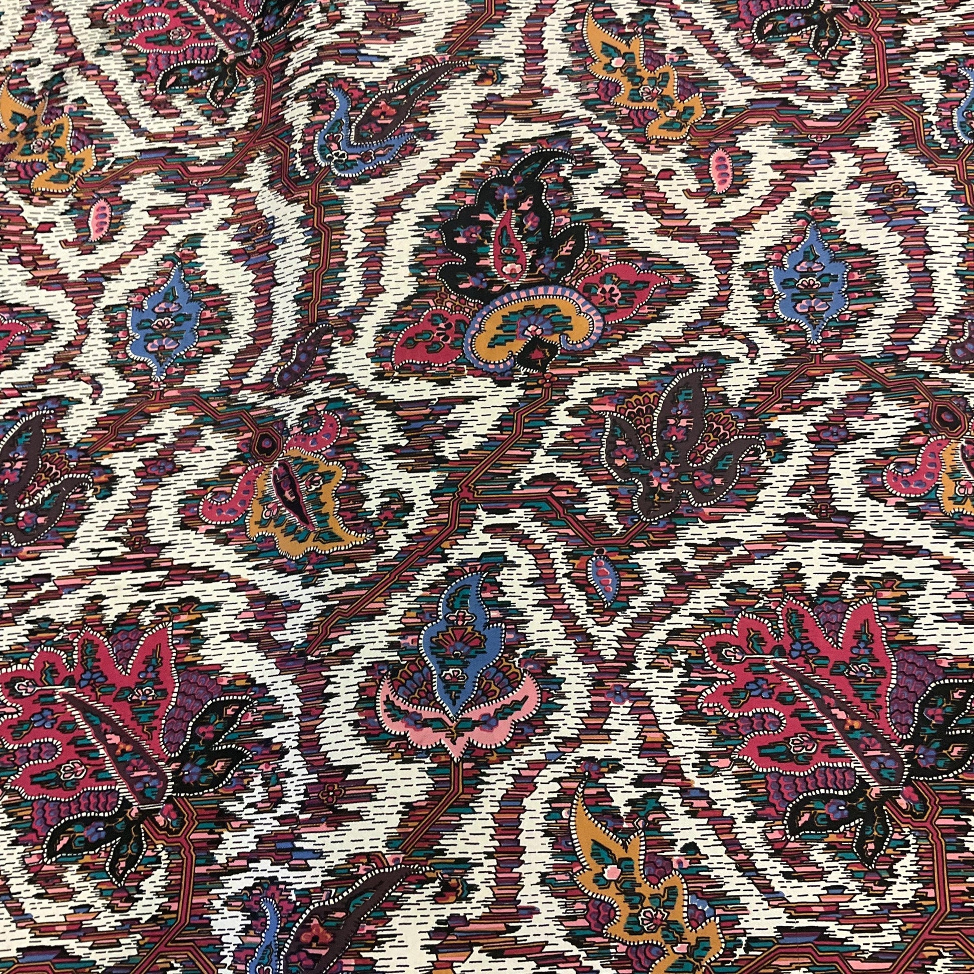 Vintage Liberty of London Pure Silk Scarf, Moorish Abstract Floral Print, hand rolled hem