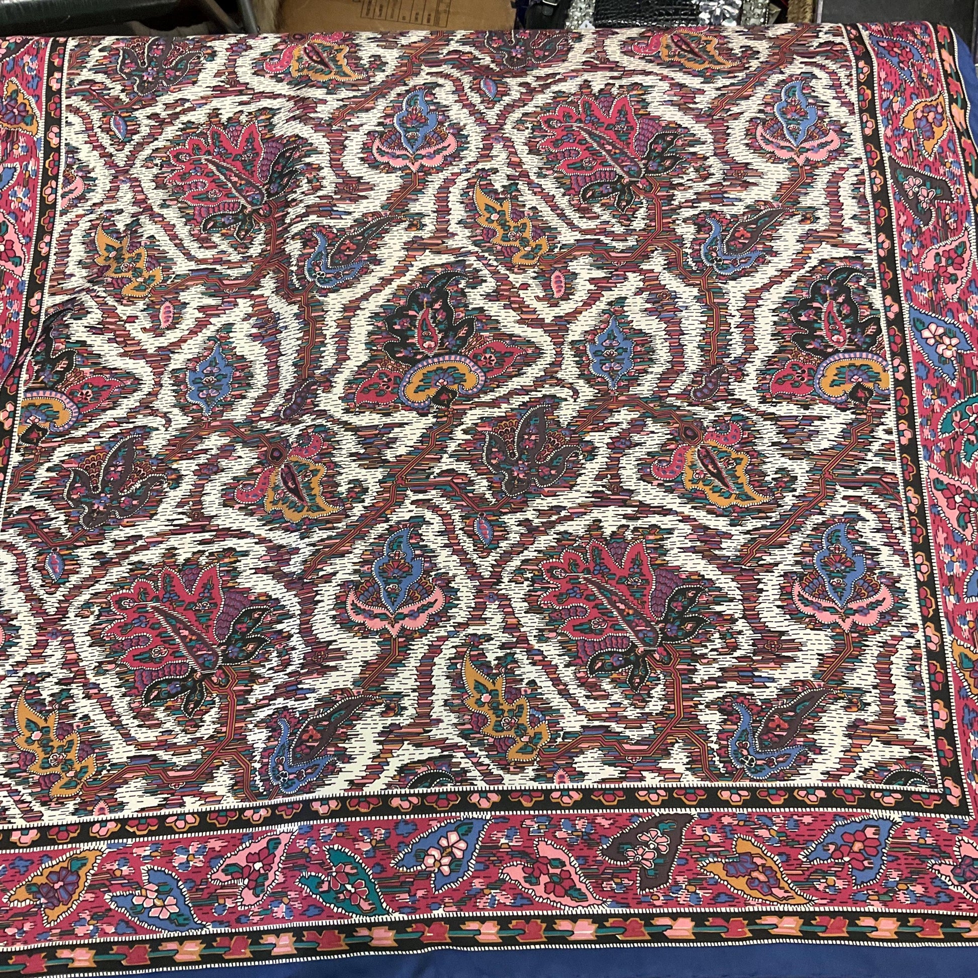 Vintage Liberty of London Pure Silk Scarf, Moorish Abstract Floral Print, hand rolled hem