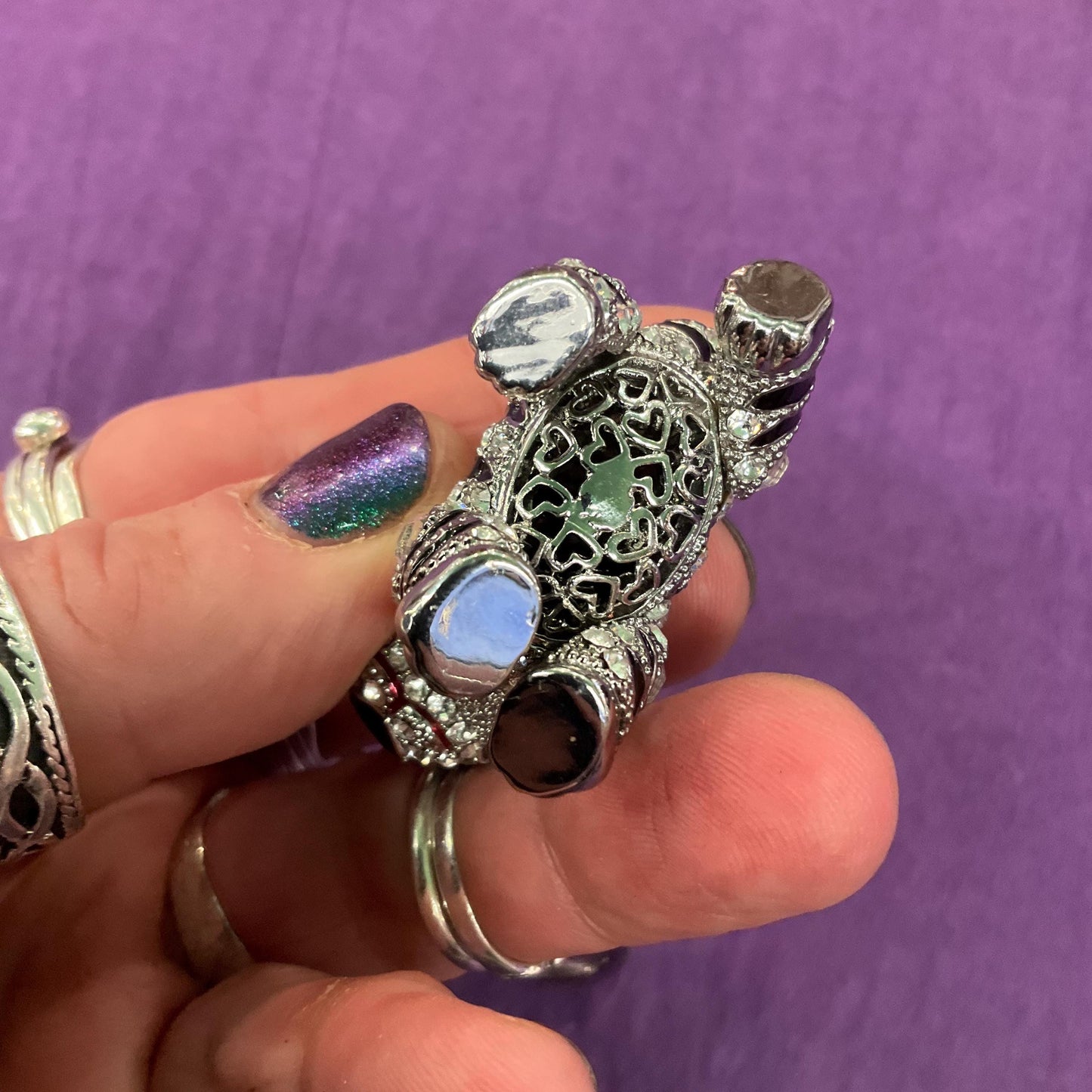 Vintage Butler and Wilson Crystal Tiger Cub Handbag Charm/Keychain, Silver tone with black enamel stripes