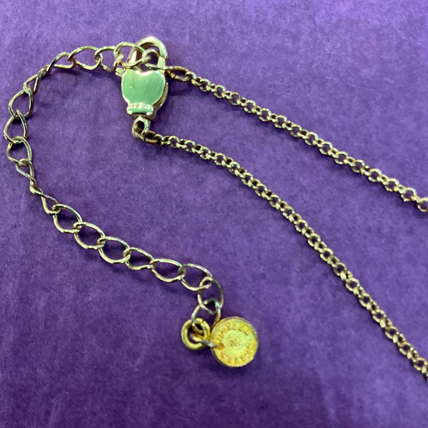 Vintage Butler and Wilson Rainbow Crystal Celtic Infinity Knot Pendant, Gold tone with Borealis multicoloured rhinestones