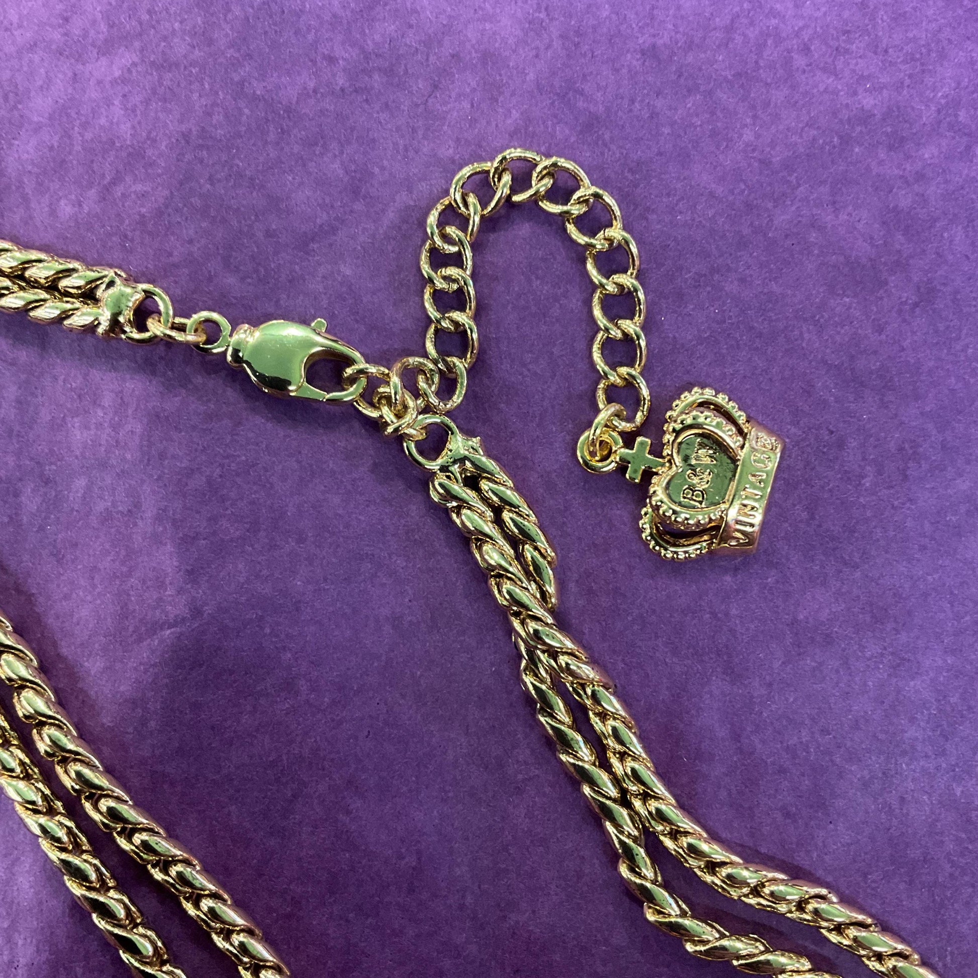 Vintage Butler and Wilson Statement Red Bejewelled Diamond Crystal Necklace, Gold tone metal with red and pink Borealis crystals