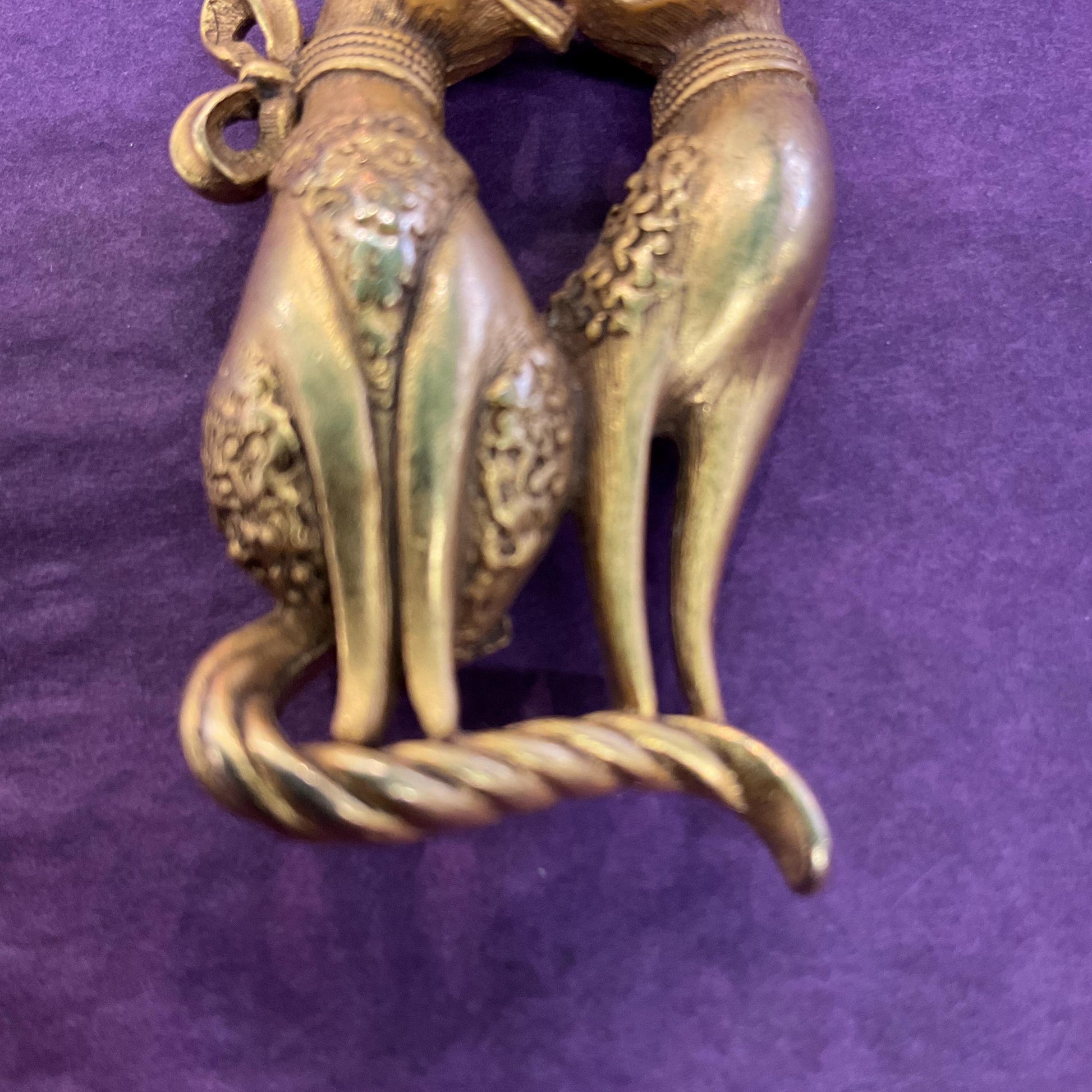 Vintage Butler and Wilson Gold Cat Lovers Brooch, Matt gold tone with Green rhinestones, signed as new