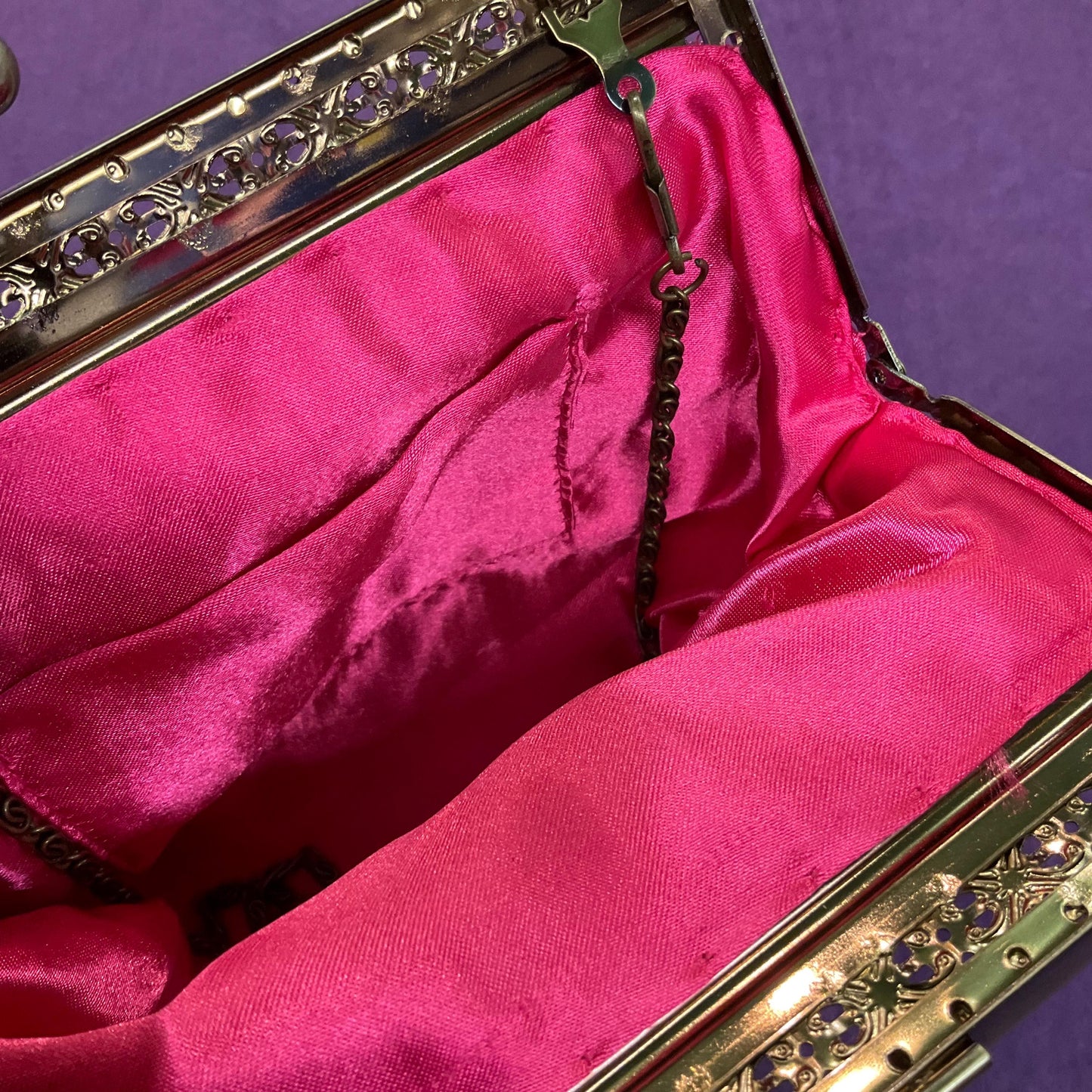 Vintage Pink Peacock Feather Beaded and Sequinned Evening Bag, Clutch or Handbag