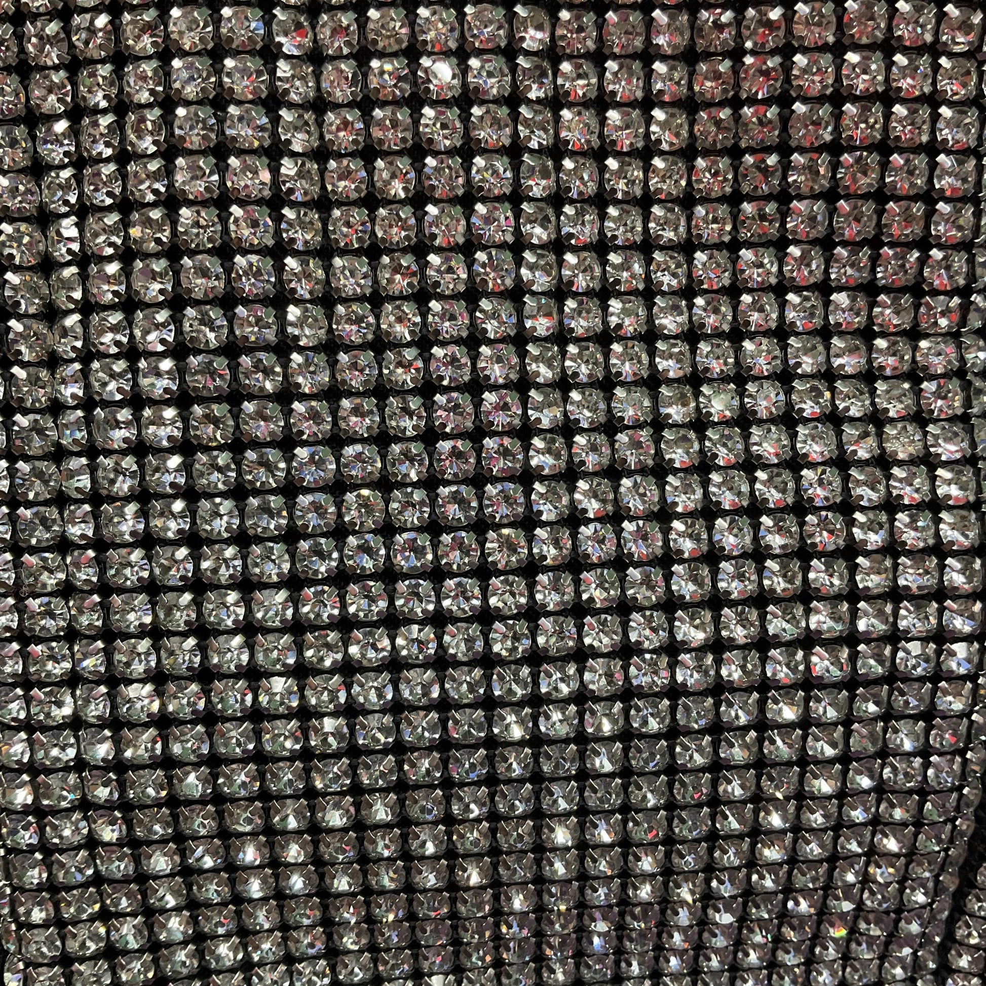 Vintage Sparkling Silver Crystal Large Evening Bag , Hand or Shoulder Straps