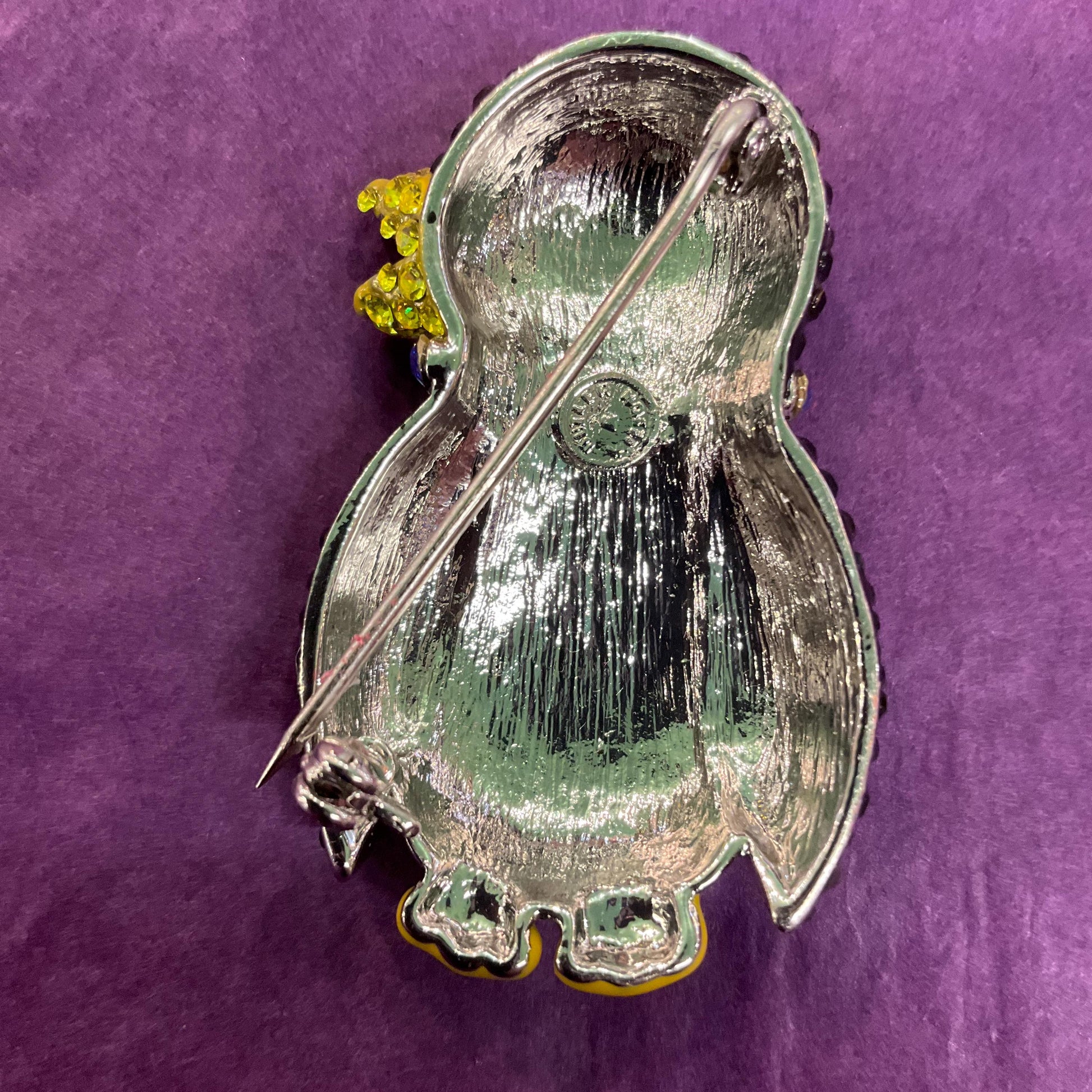 Vintage Butler and Wilson Crystal Penguin Statement Brooch, enamel and Borealis Rhinestones, original box