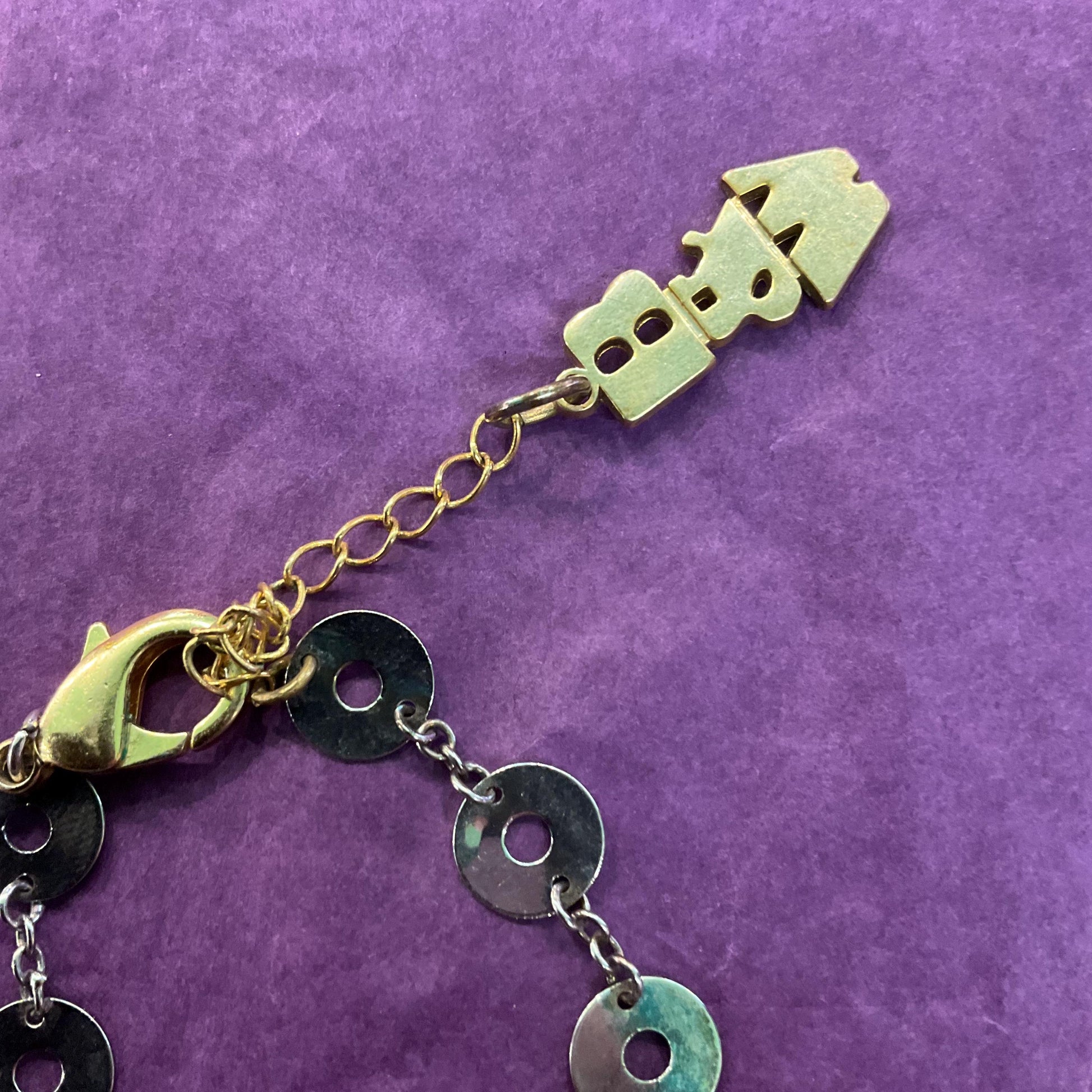 Vintage Butler and Wilson Gold Foiled Glass Tassled Statement Pendant, Gold and Silver tone