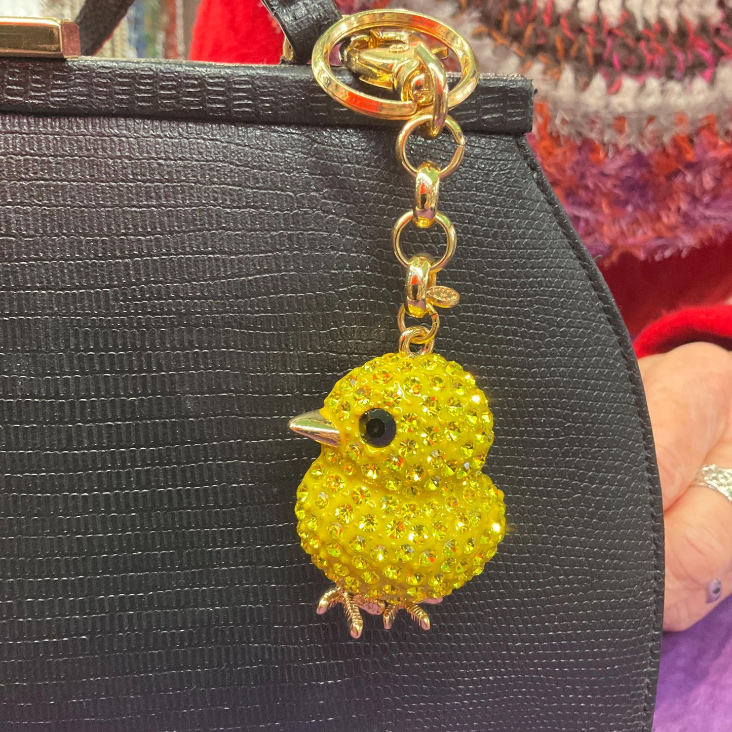 Vintage Butler and Wilson Statement Crystal Chick Hanbag Charm/keyring, Gold Rome with yellow rhinestones
