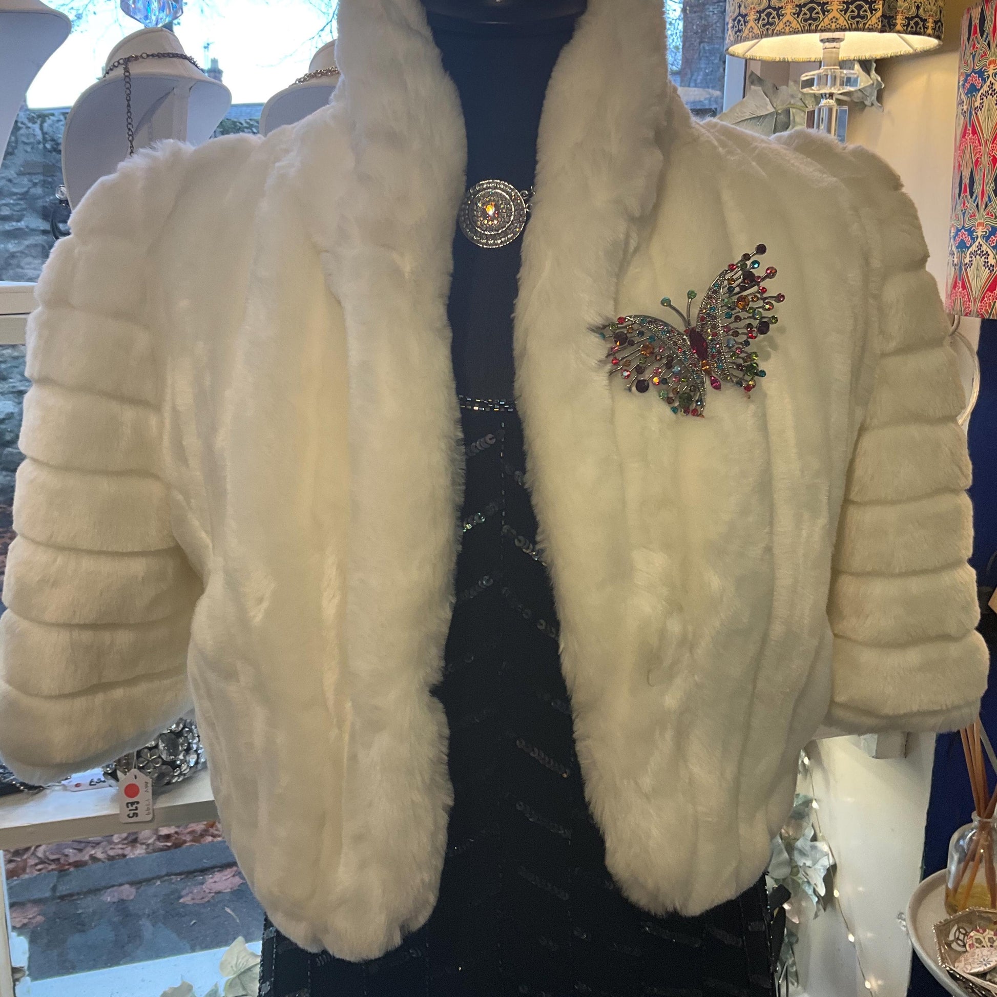 Vintage Butler and Wilson Large Rainbow rhinestone Butterfly Crystal Brooch