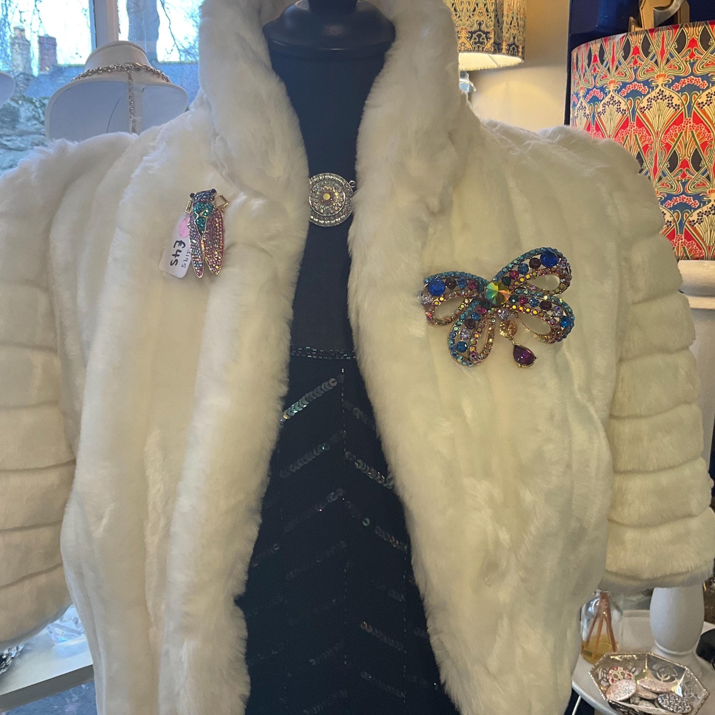 Vintage Butler and Wilson Statement Rainbow Crystal Bow Brooch, Gold tone with multicoloured crystals and Borealis rhinestones