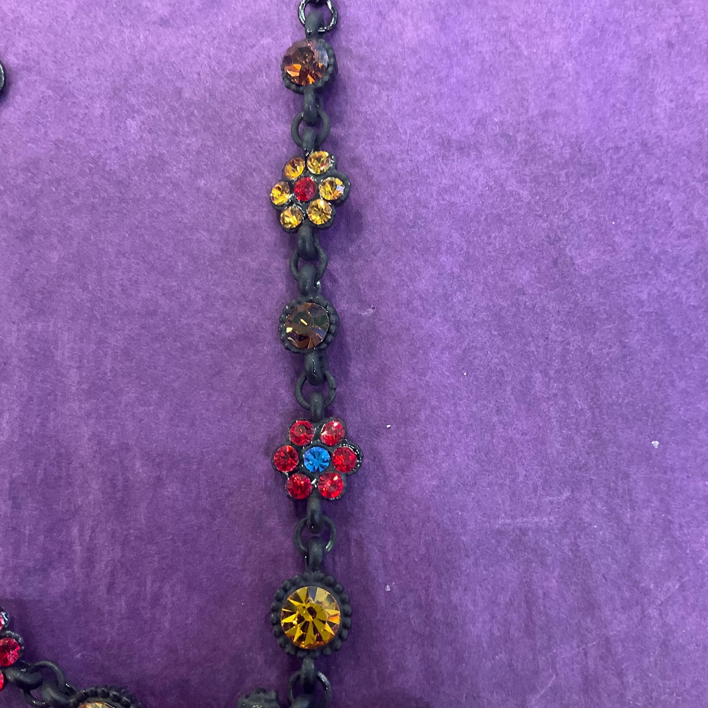 Vintage Butler and Wilson Bohemian Crystal Butterfly Pendant Necklace, Black tone with vibrant multicoloured rhinestones