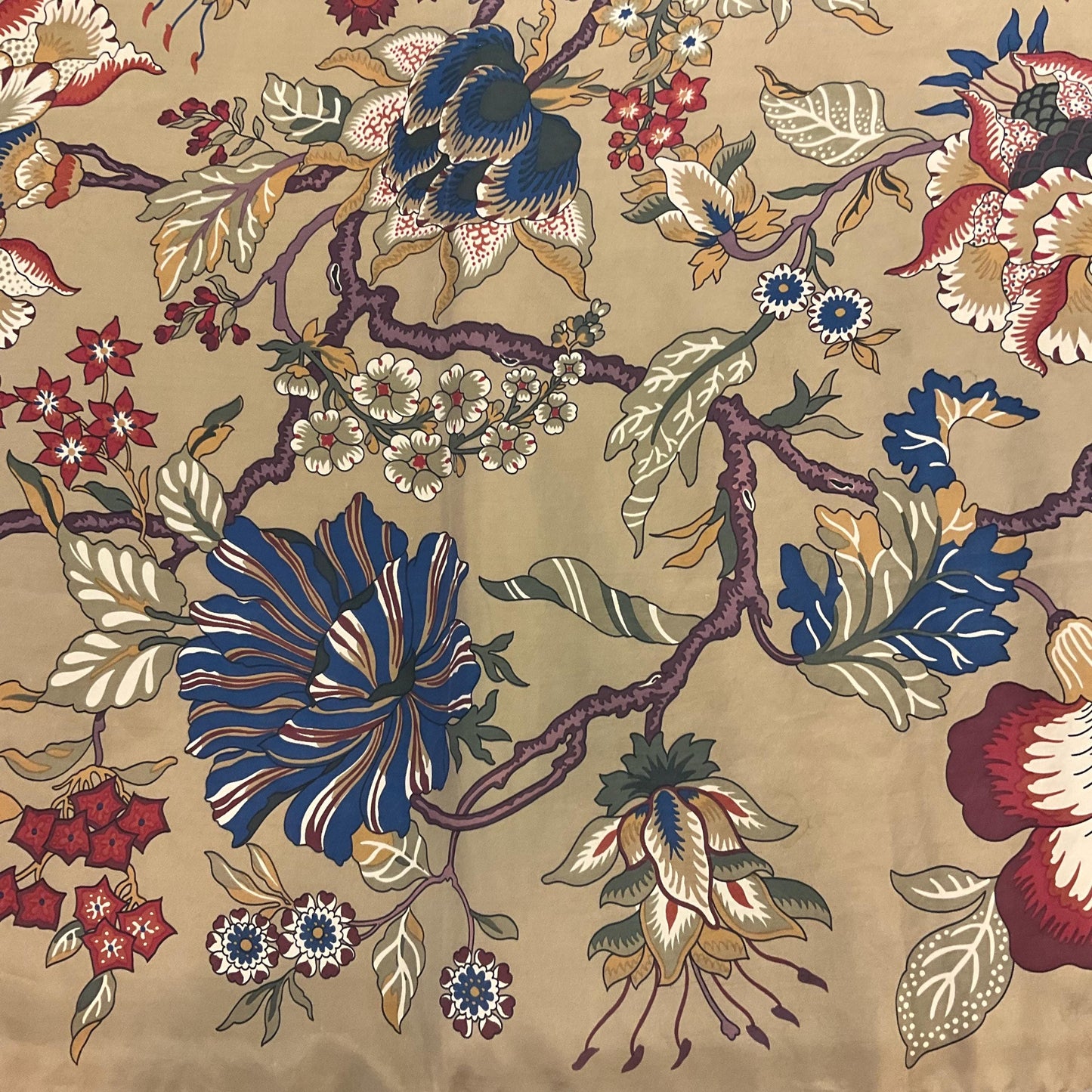 Vintage Liberty of London Large Floral Pure Silk Scarf, autumnal shades with rich gold background, hand rolled