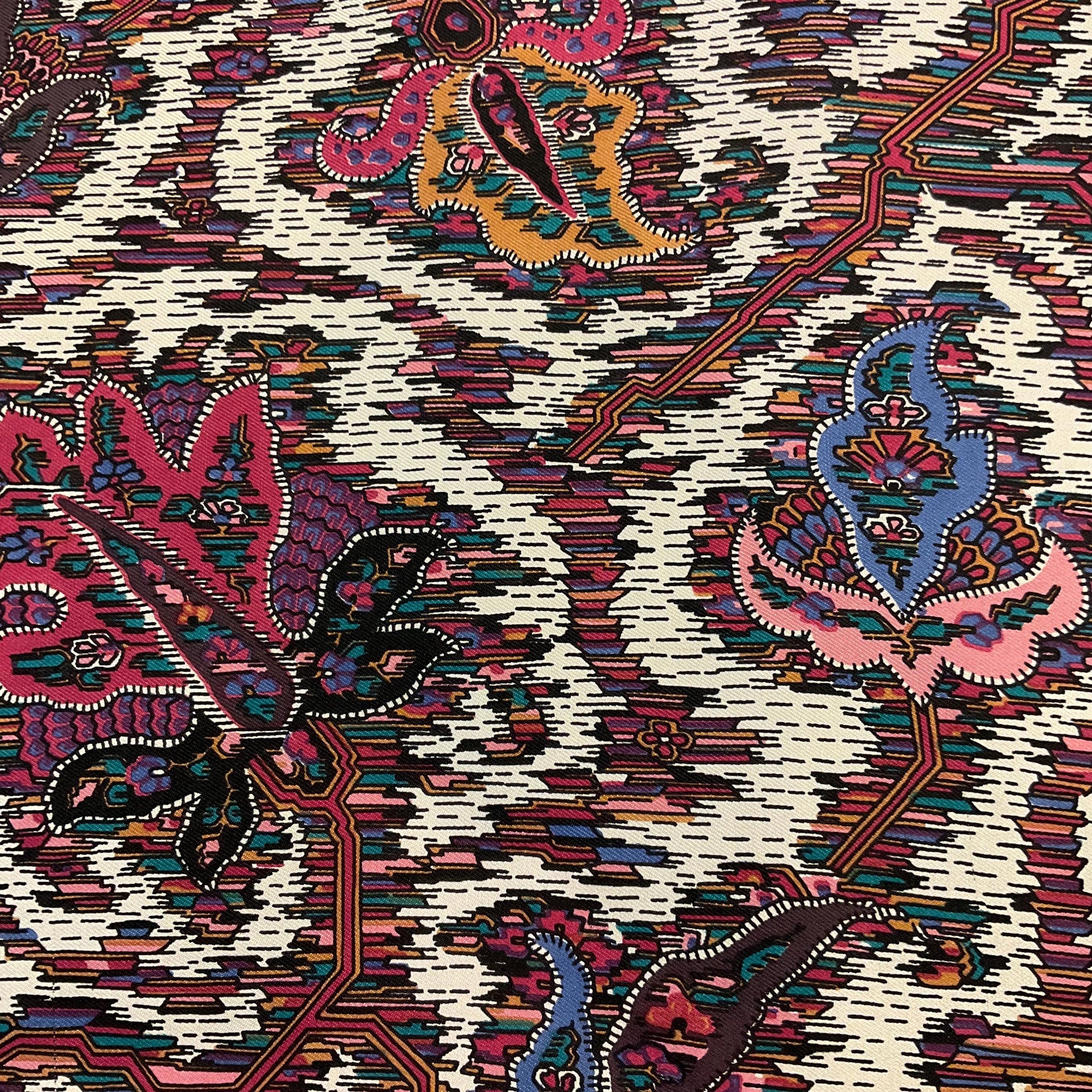 Vintage Liberty of London Pure Silk Scarf, Moorish Abstract Floral Print, hand rolled hem