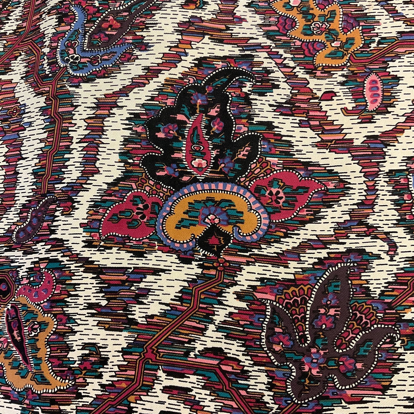 Vintage Liberty of London Pure Silk Scarf, Moorish Abstract Floral Print, hand rolled hem