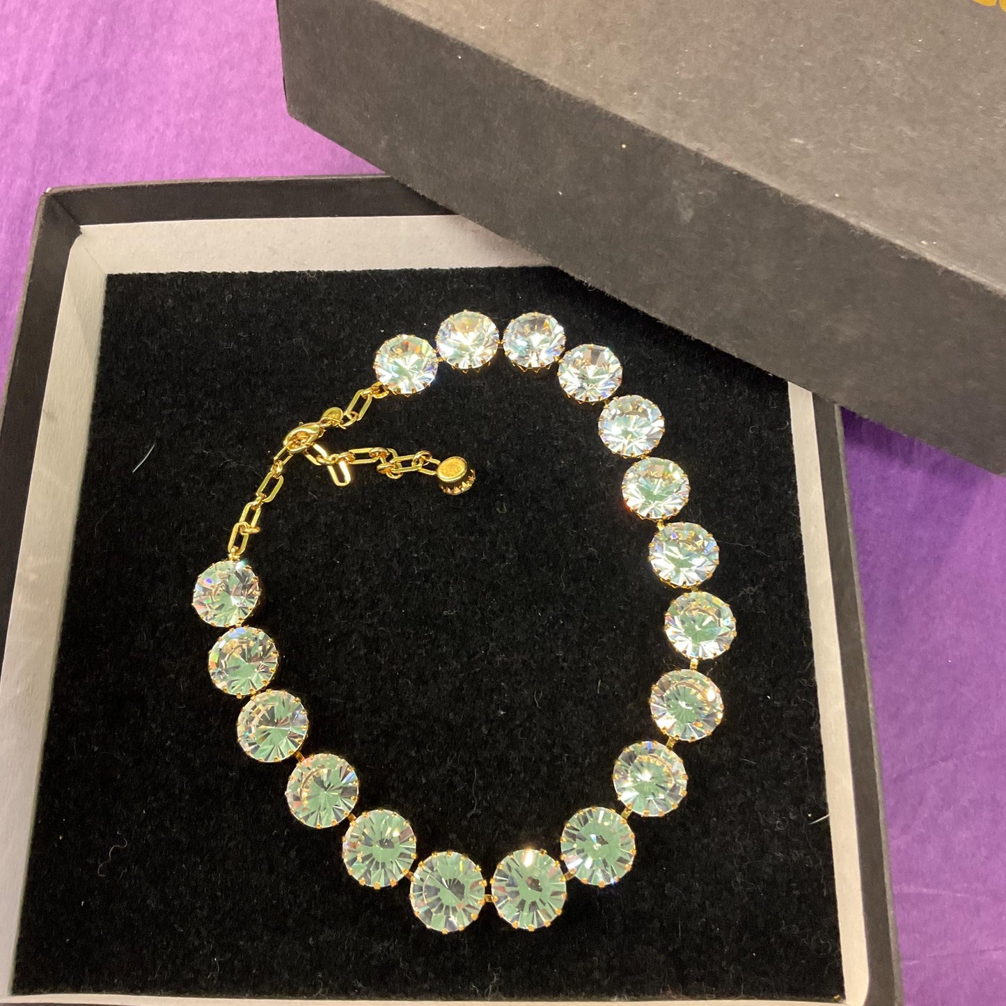 Vintage Butler and Wilson Silver Crystal Choker Style Statement Necklace, Gold tone with large faceted silver crystals