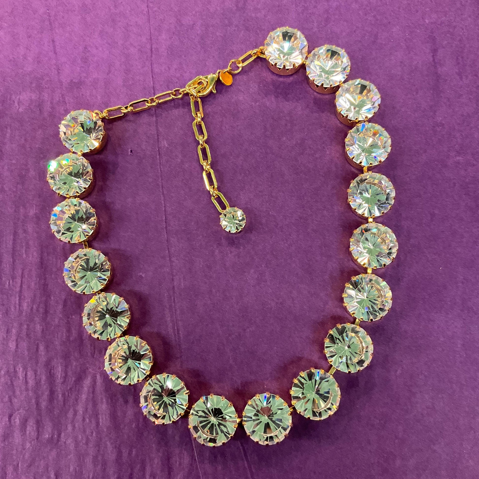 Vintage Butler and Wilson Silver Crystal Choker Style Statement Necklace, Gold tone with large faceted silver crystals