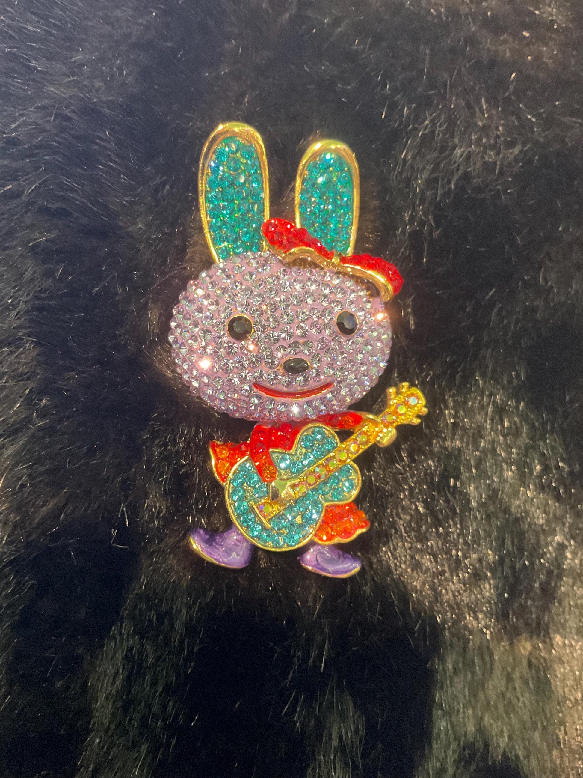 Vintage Butler and Wilson large Rock Chic Bunny Crystal Brooch