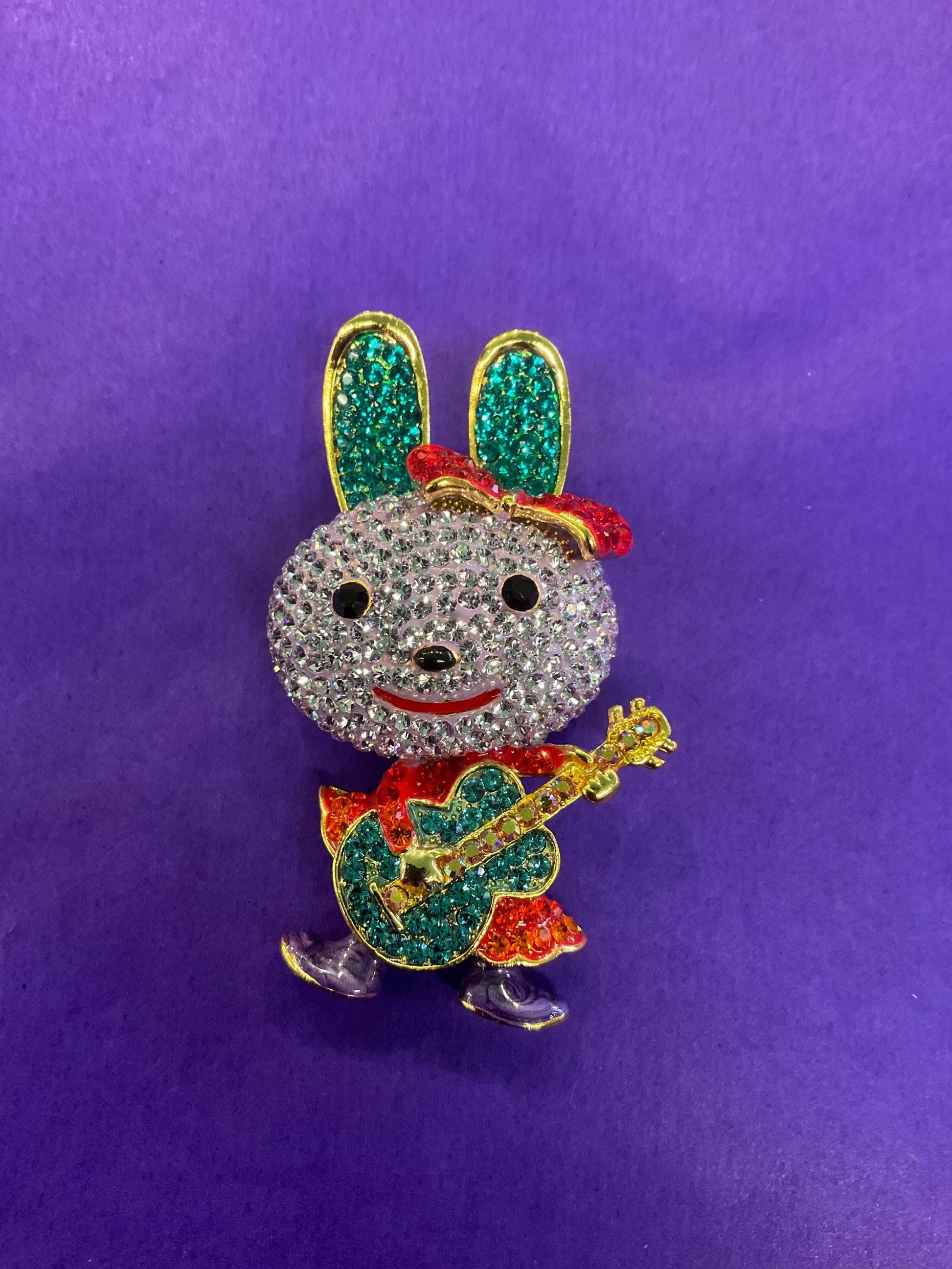 Vintage Butler and Wilson large Rock Chic Bunny Crystal Brooch