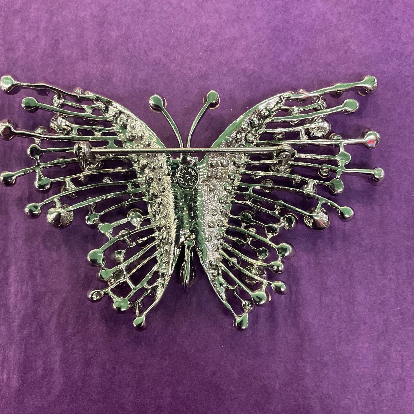 Vintage Butler and Wilson Large Rainbow rhinestone Butterfly Crystal Brooch