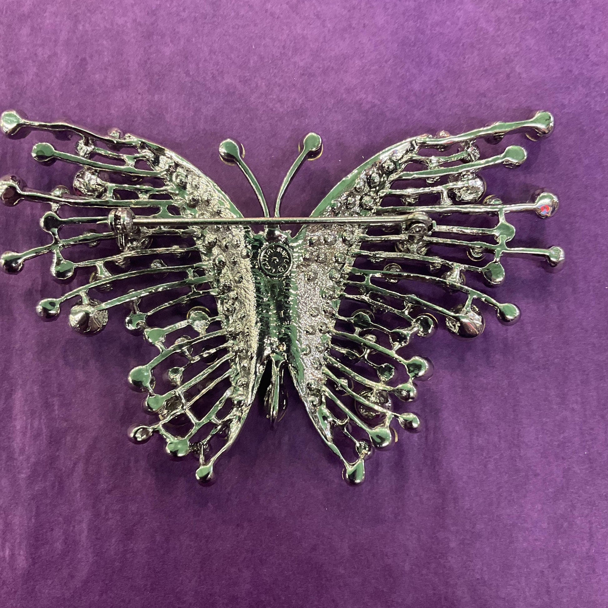 Vintage Butler and Wilson Large Rainbow rhinestone Butterfly Crystal Brooch