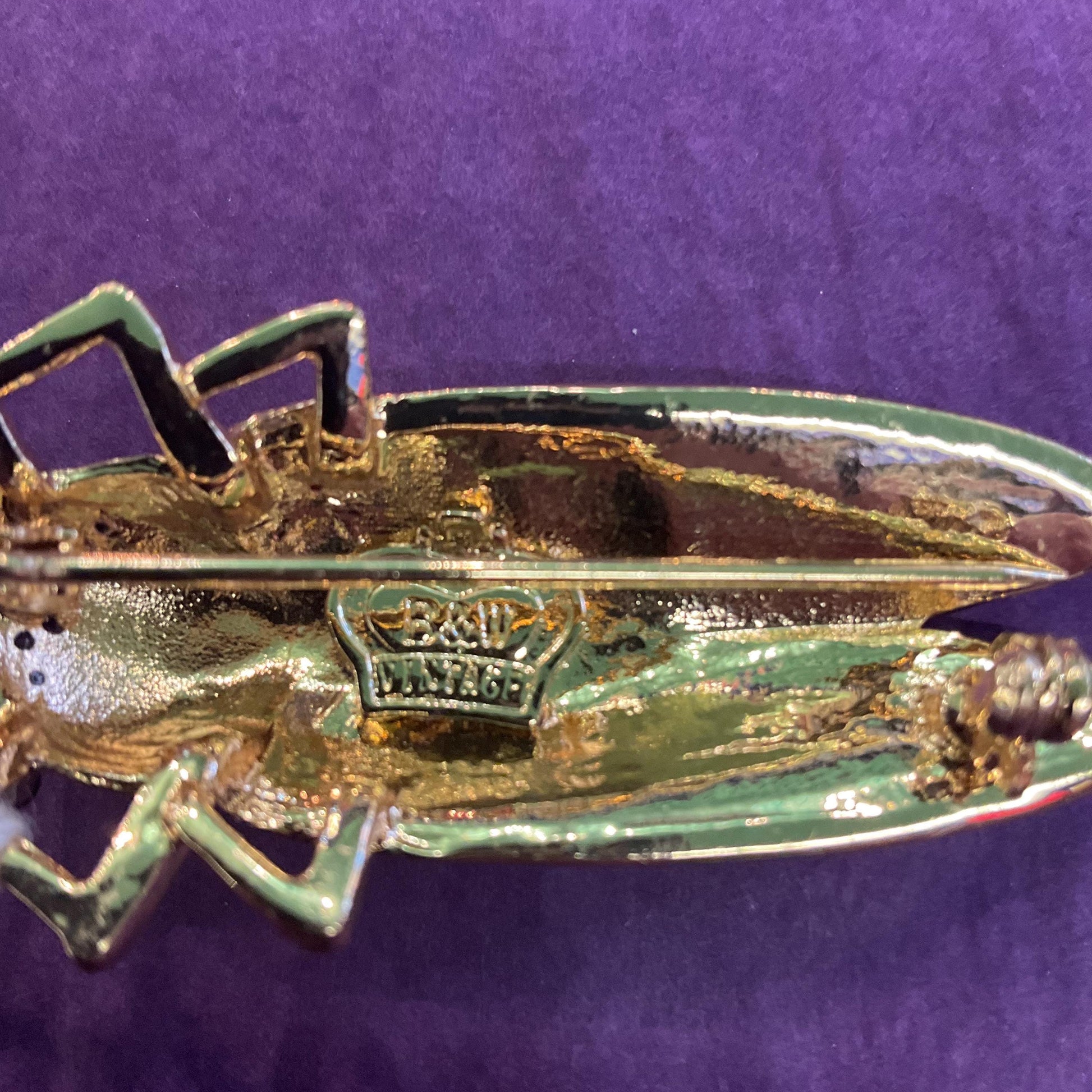 Vintage Butler and Wilson Rainbow Crystal Cicada Brooch, gold tone with multicoloured Borealis rhinestones