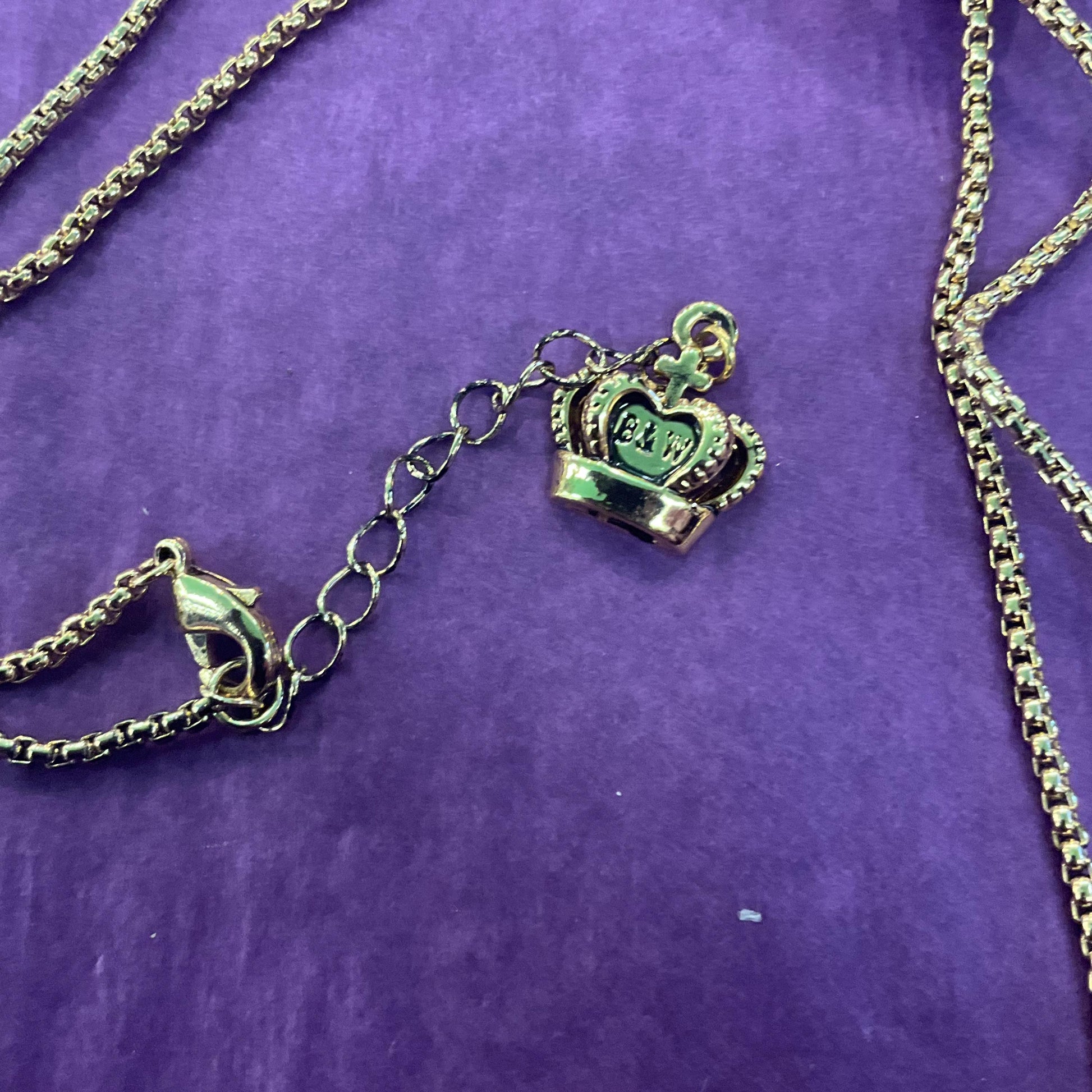 Vintage Butler and Wilson Gold Skull Crystal Lariat Necklace, Gold tone with red Bowie Rhinestone Lightening Flash