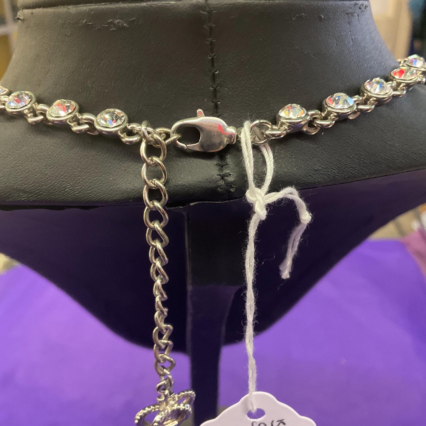 Vintage Butler and Wilson Statement Art Deco Crystal Cross Necklace. Silver tone metal with silver crystals and borealis rhinestones