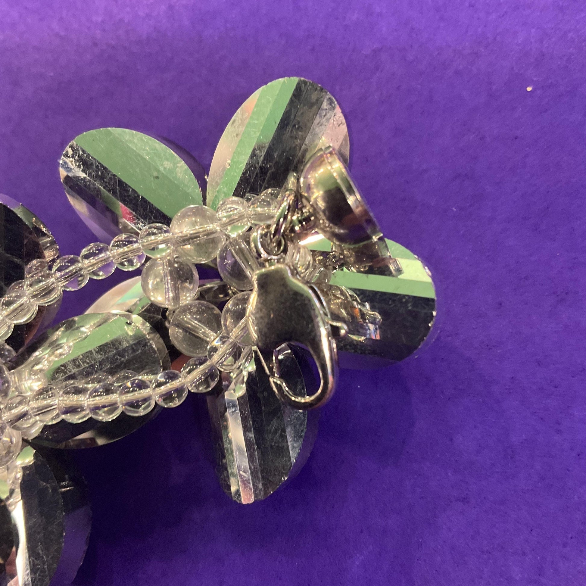 Vintage Butler and Wilson Pewter Flower Garland Crystal Bracelet, multi faceted crystals