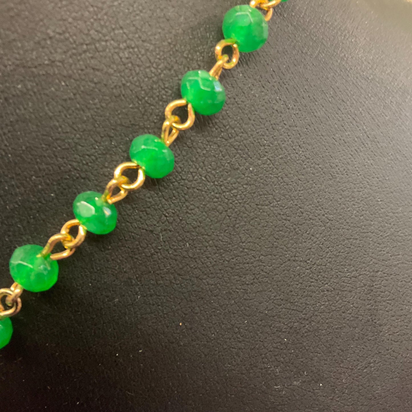 Vintage Butler and Wilson Green Crystal Art Deco Style Necklace, gold tone with crystal beads and borealis rhinestones