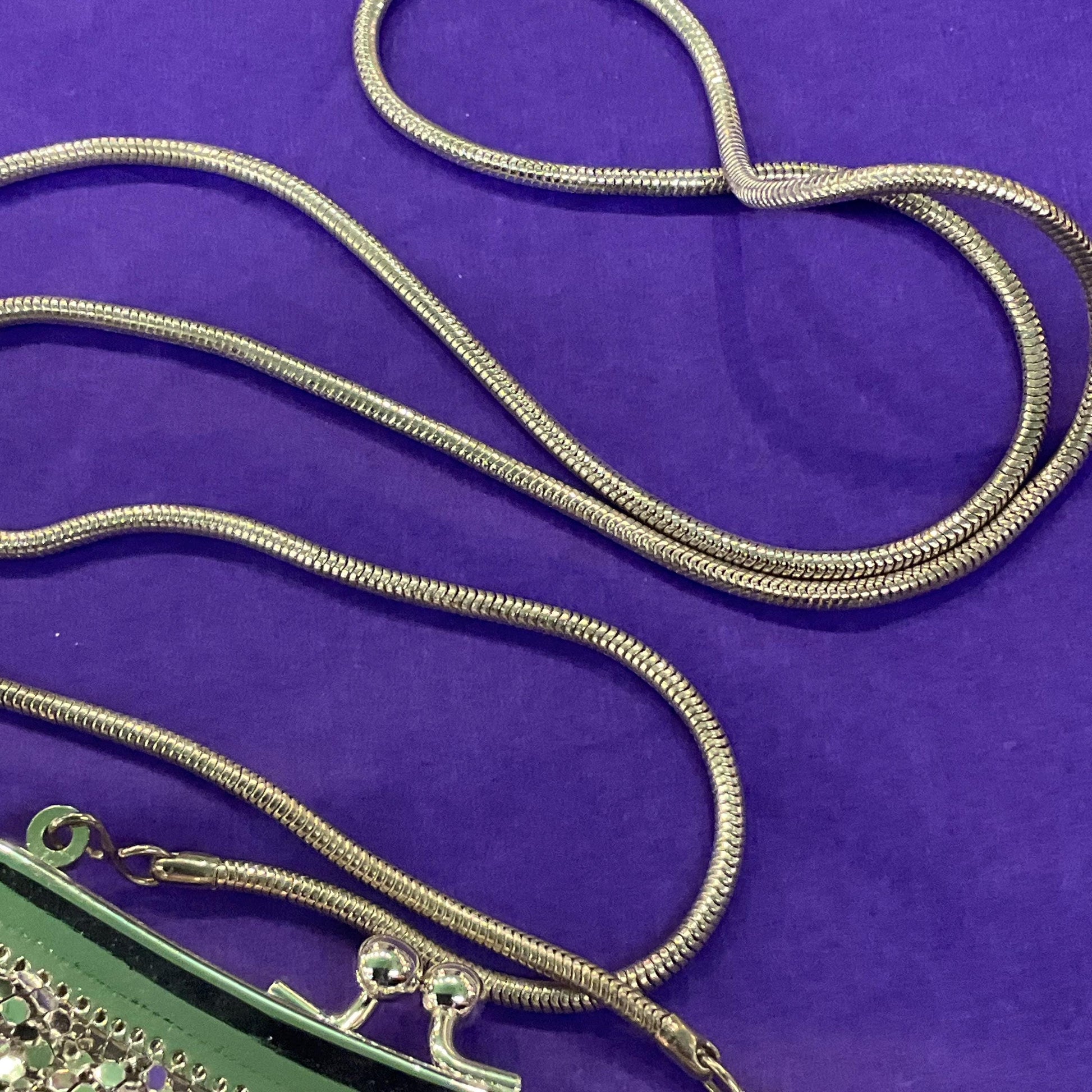 Vintage Silver Metallic Chain Mail Shoulder Bag, Formal Event, evening bag