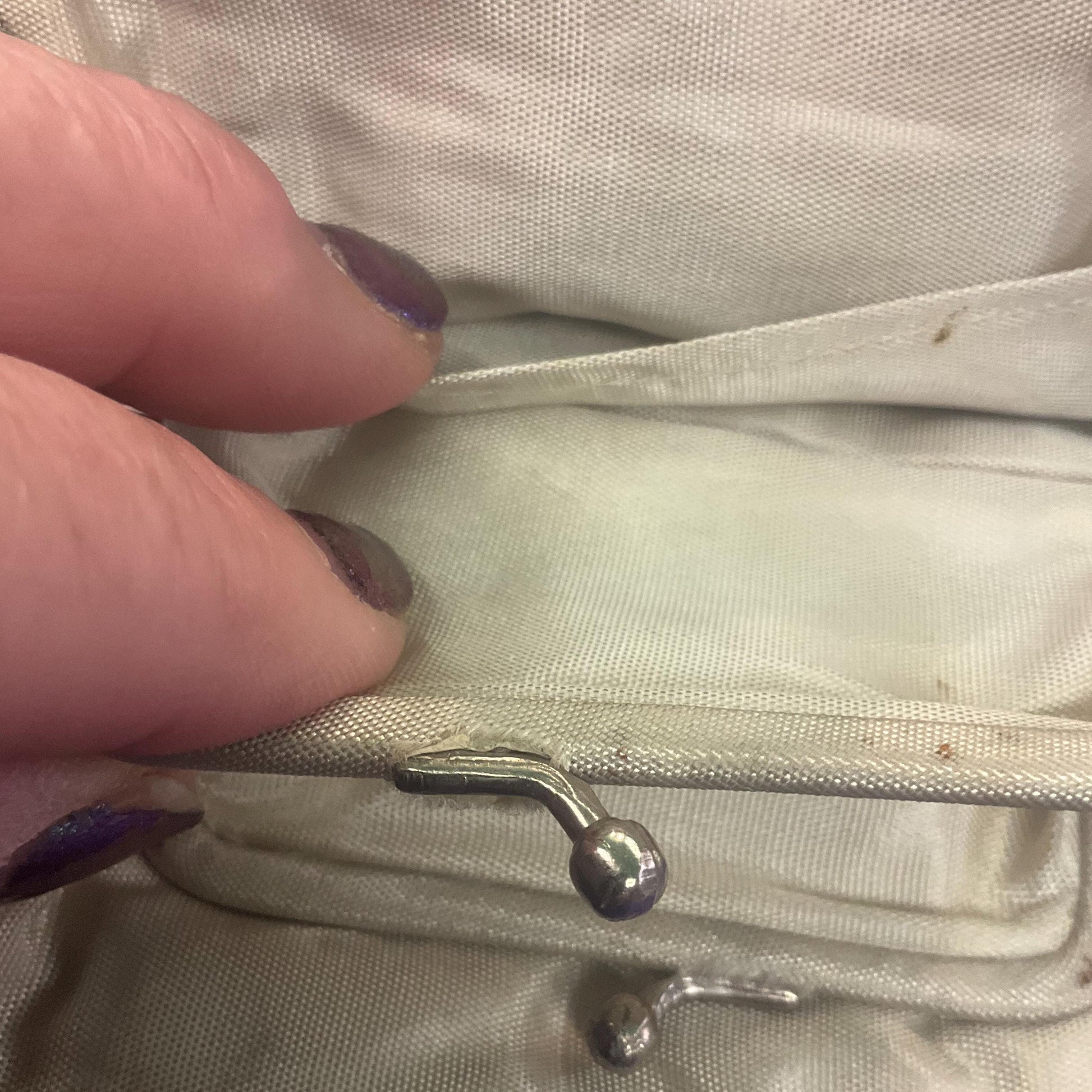 Antique Art Deco Black Moire Taffetta Evening Bag , British Made with integral coin purse