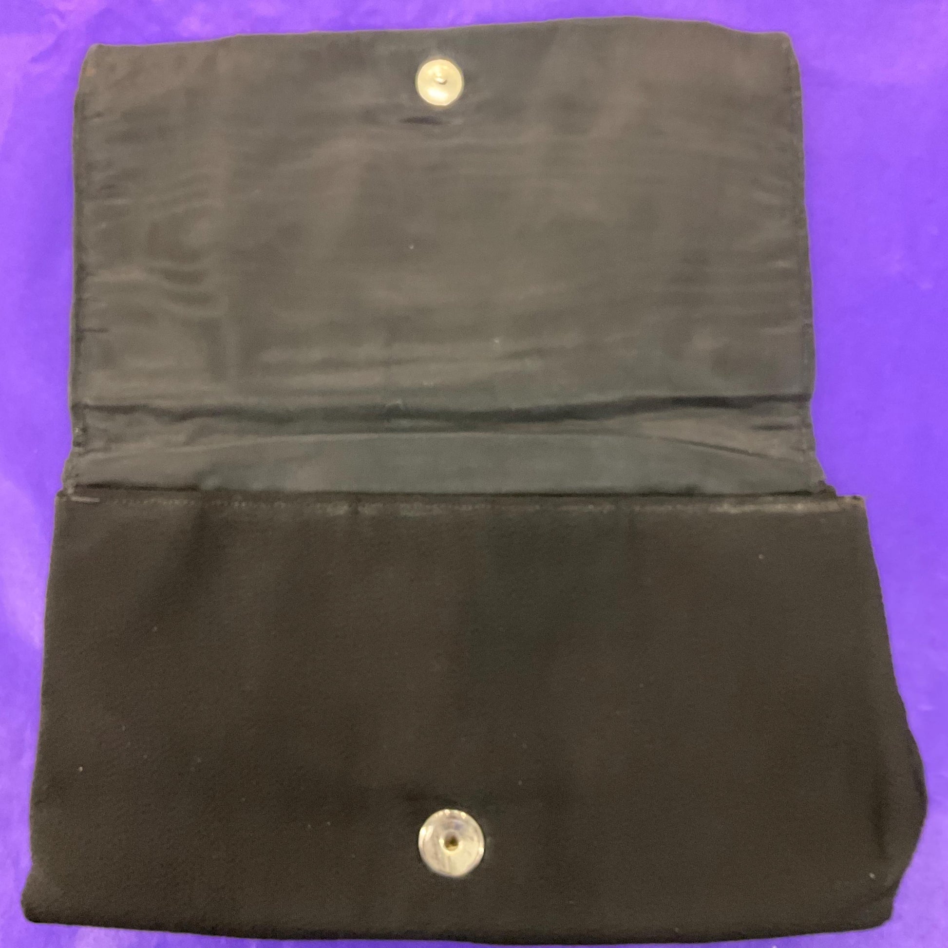 vintage 1930s Black crepe clutch bag with silver crystals