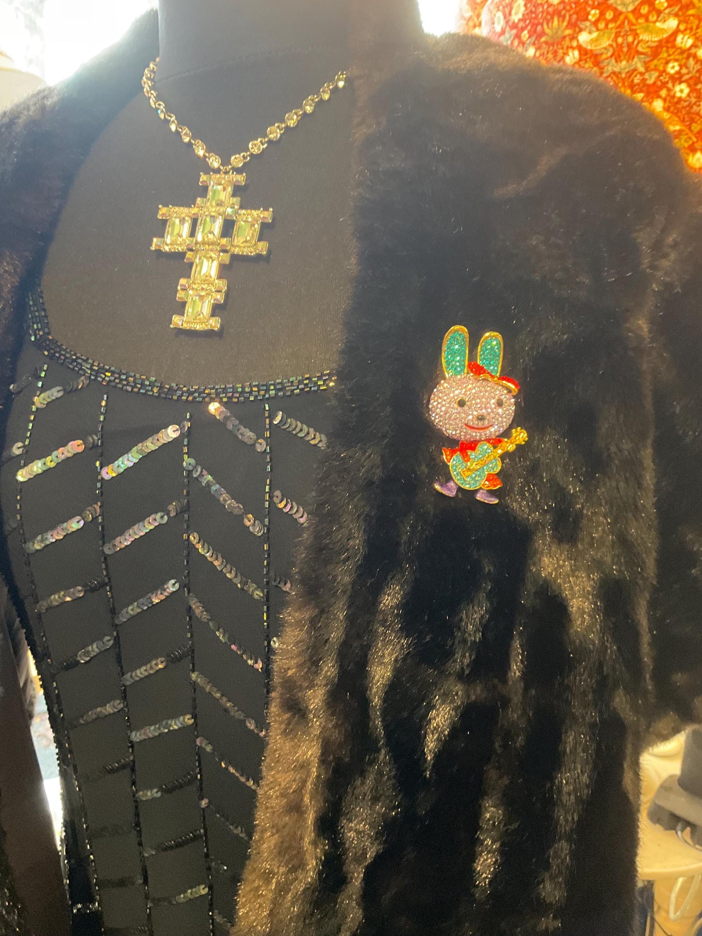 Vintage Butler and Wilson large Rock Chic Bunny Crystal Brooch