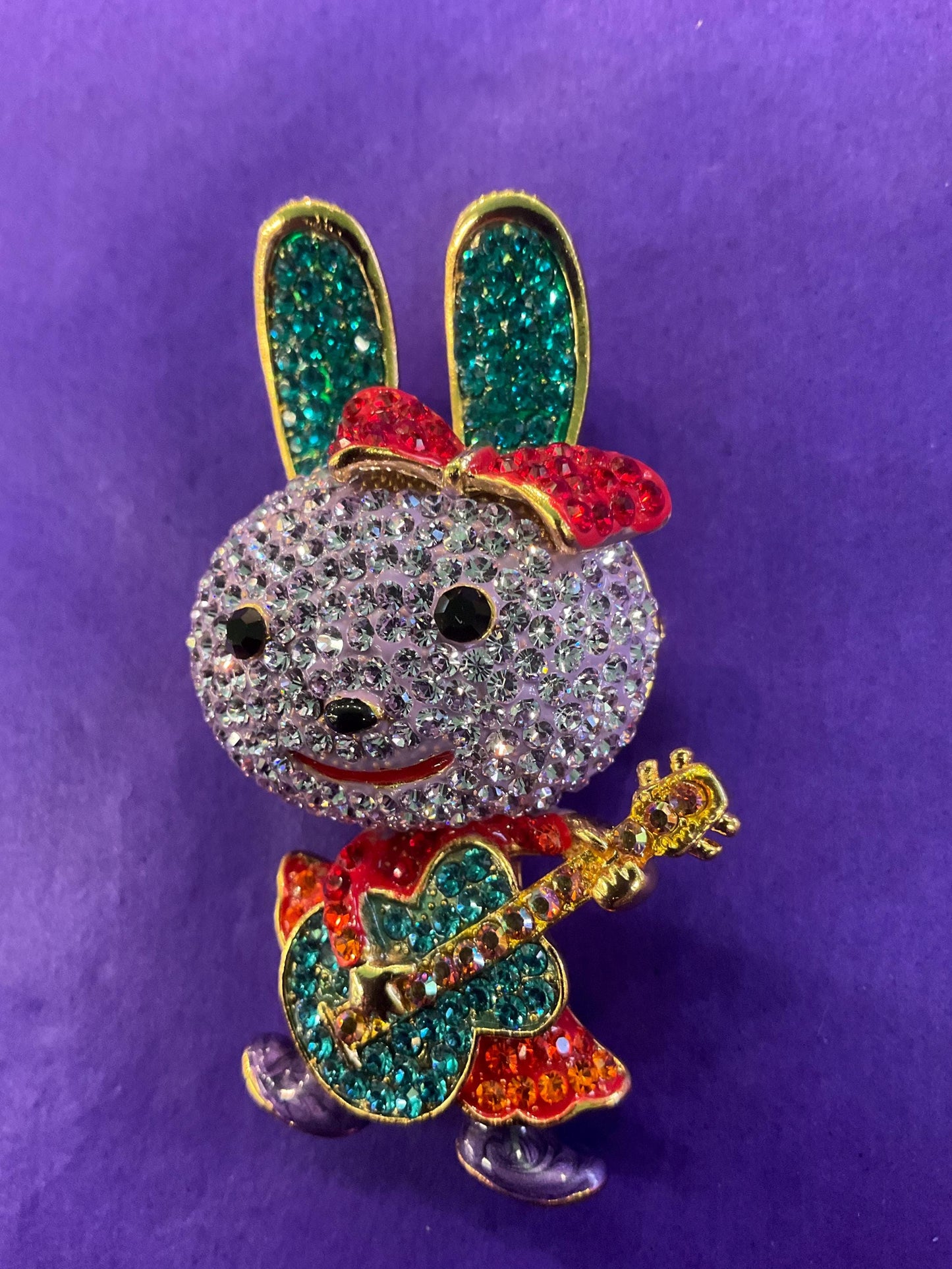 Vintage Butler and Wilson large Rock Chic Bunny Crystal Brooch