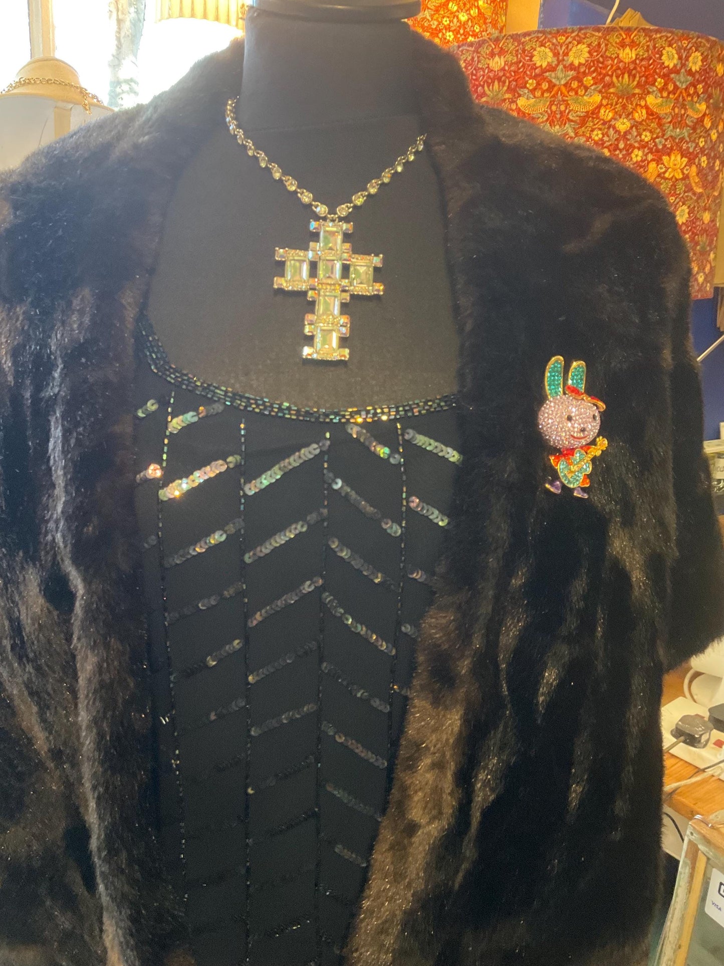 Vintage Butler and Wilson large Rock Chic Bunny Crystal Brooch