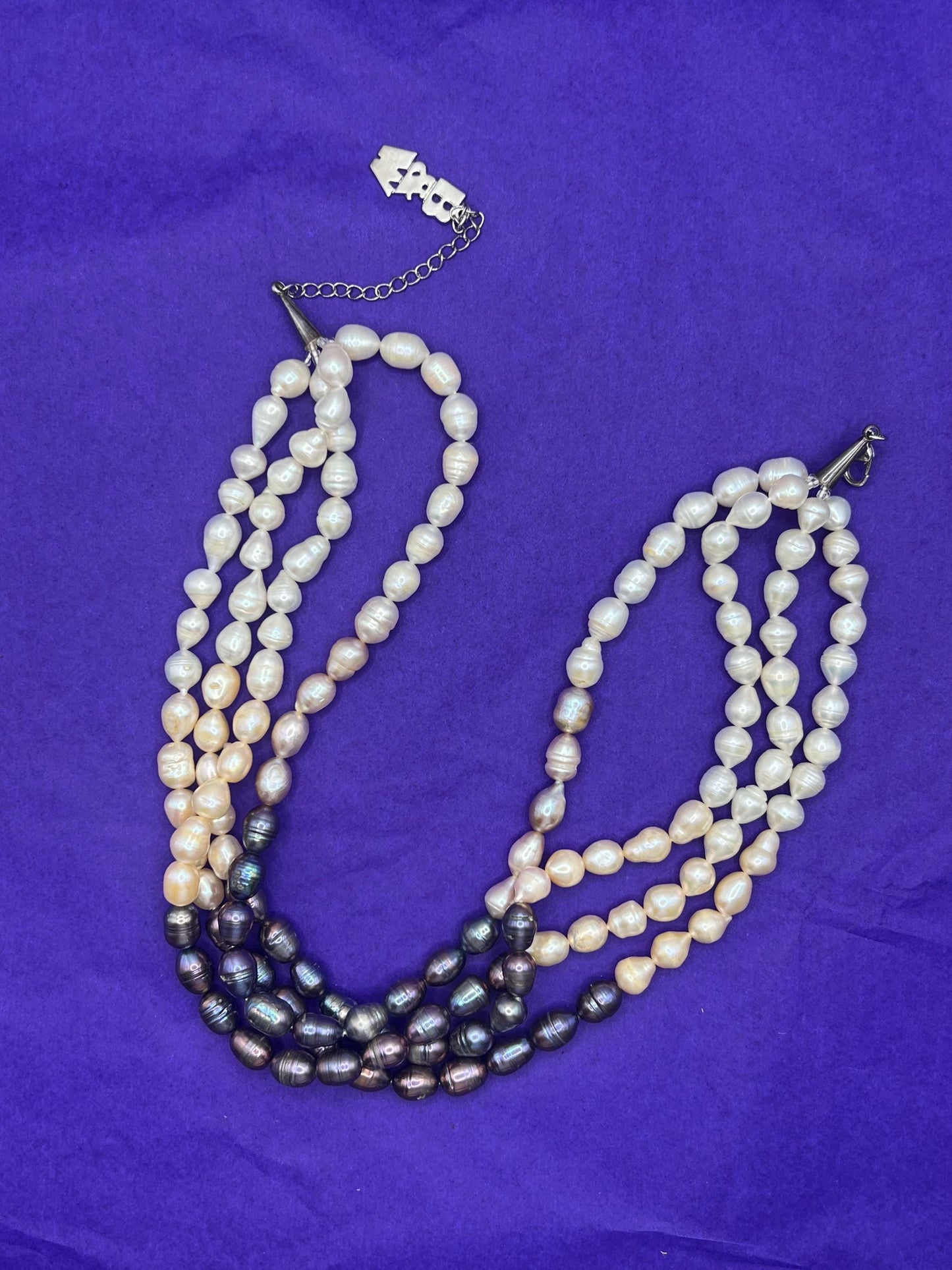 Vintage Butler and Wilson Statement Fresh Water Pearl Multistrand Necklace, Organic Oyster and purple Baroque Pearls