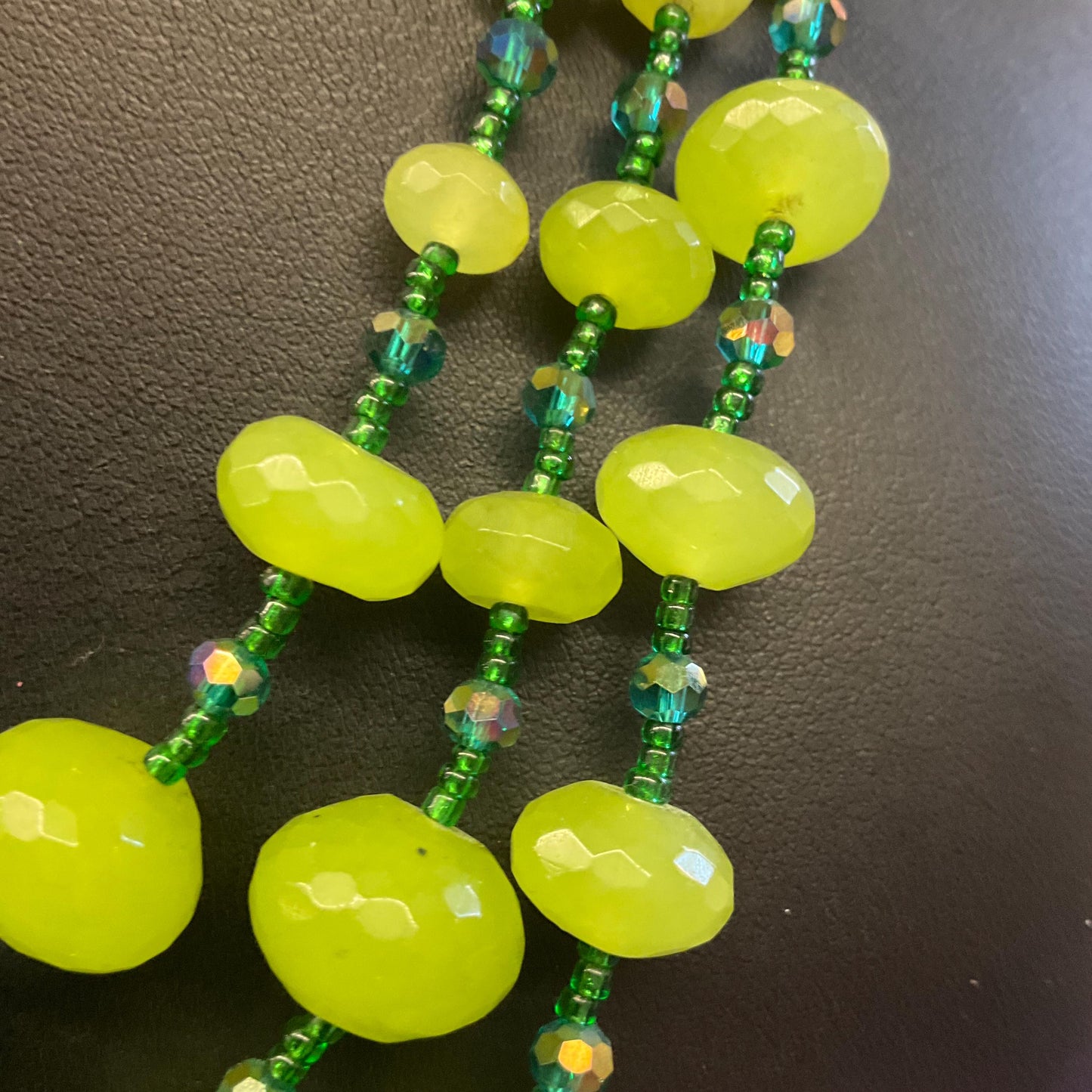 Vintage Butler and Wilson Statement Blue and Green Milk Glass Crystal Beaded Necklace